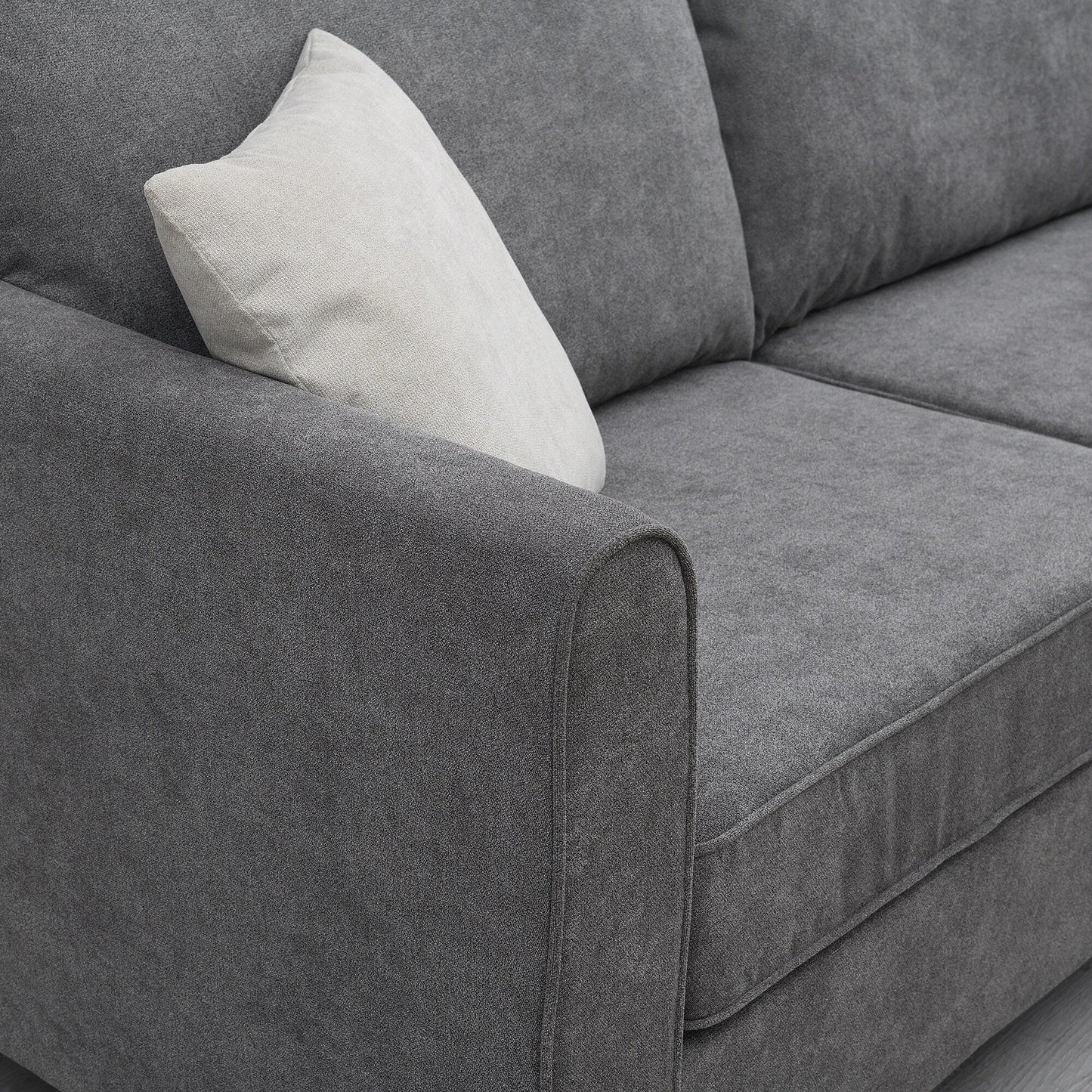 91*91 Modern Upholstered Living Room Sectional Sofa, L Shape Furniture Couch With 3 Pillows