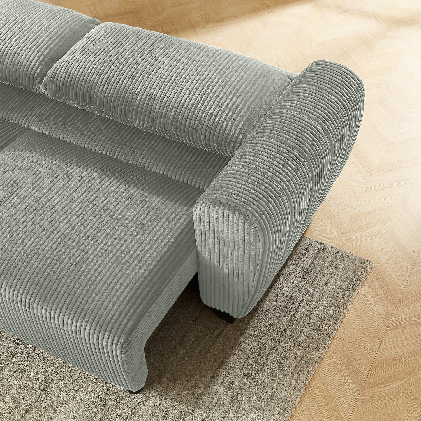 92.1Corduroy 3-Seater Sofa with 2-in-1 Convertible Design, Built-In Storage Compartments