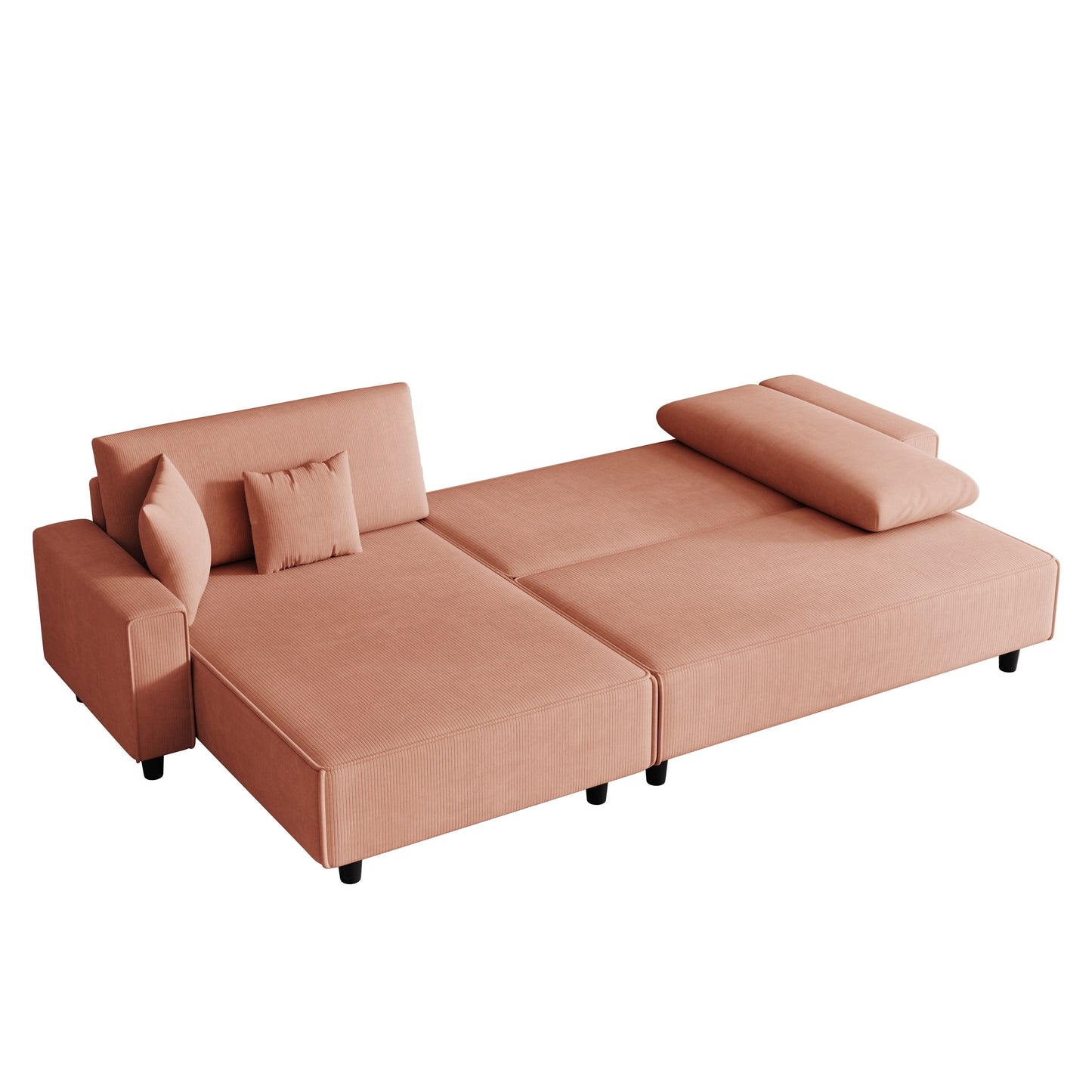 93-Inch Corduroy Sofa Bed with Two Pillows - Perfect for Small Living Rooms or Apartments
