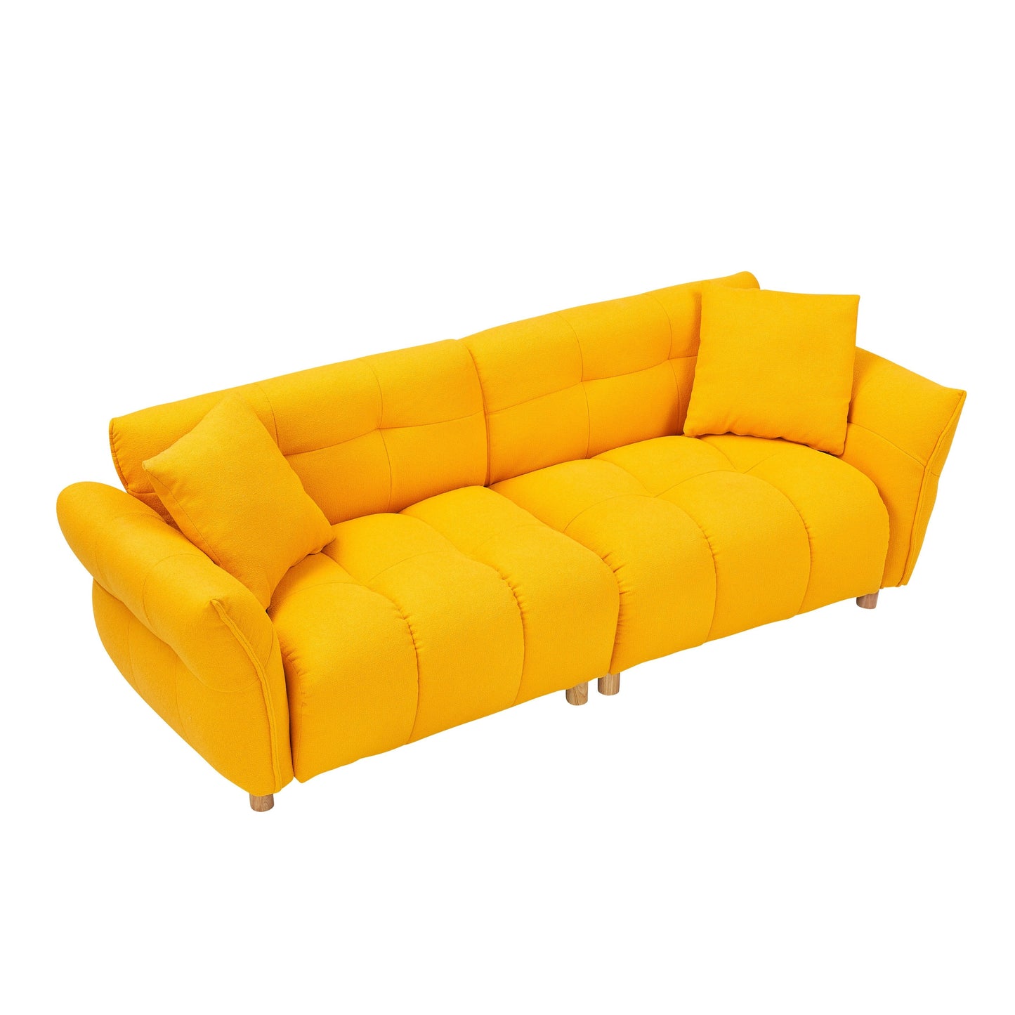 93.70 Inches Long, Teddy Sofa Fabric,With Two Matching Pillows And Three Spacious And Comfortable Seats