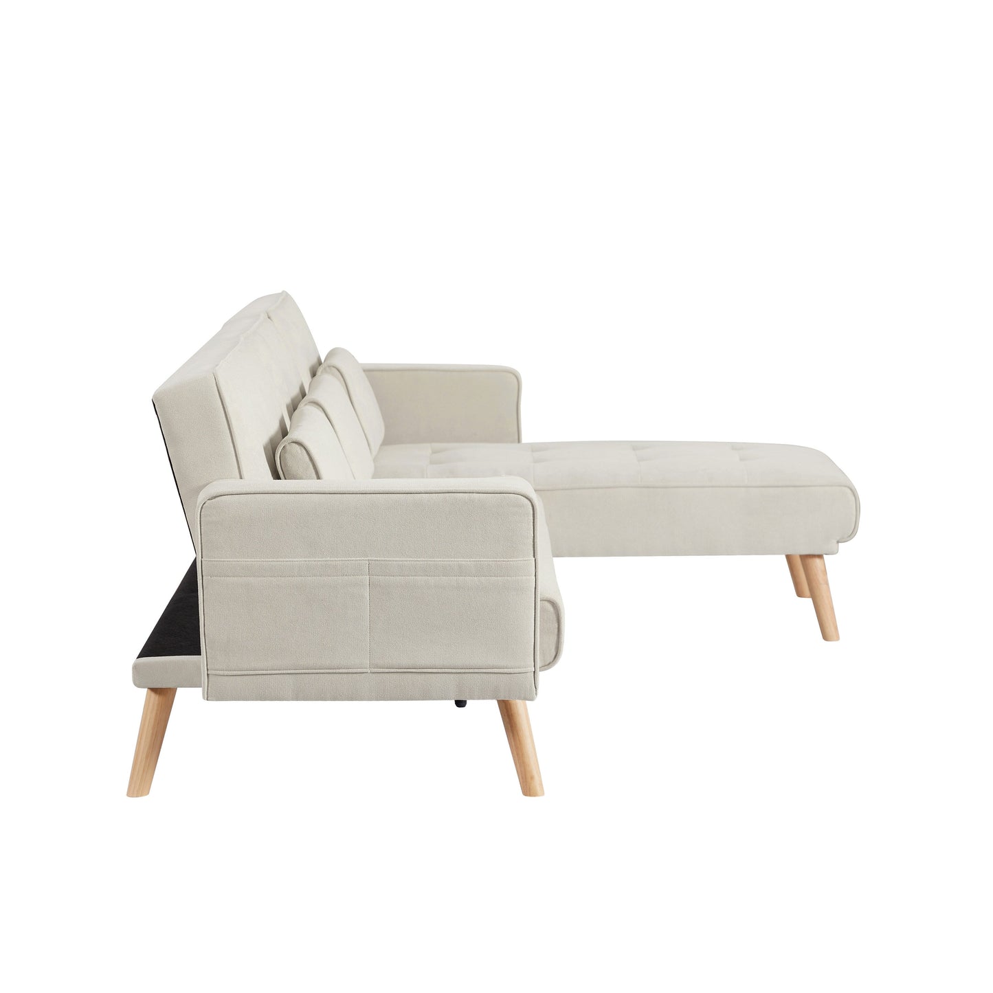 94.5'' Linen Convertible Sectional Sofa with Chaise, Right Facing Design, Foam Cushions, and Organizer Bag
