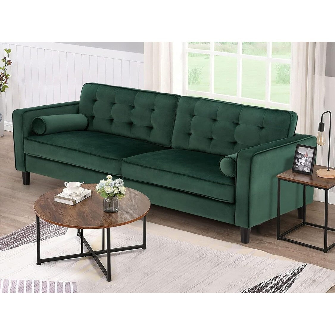 AECOJOY 84.2 Mid Century Modern Sofa with 2 Bolster Pillows