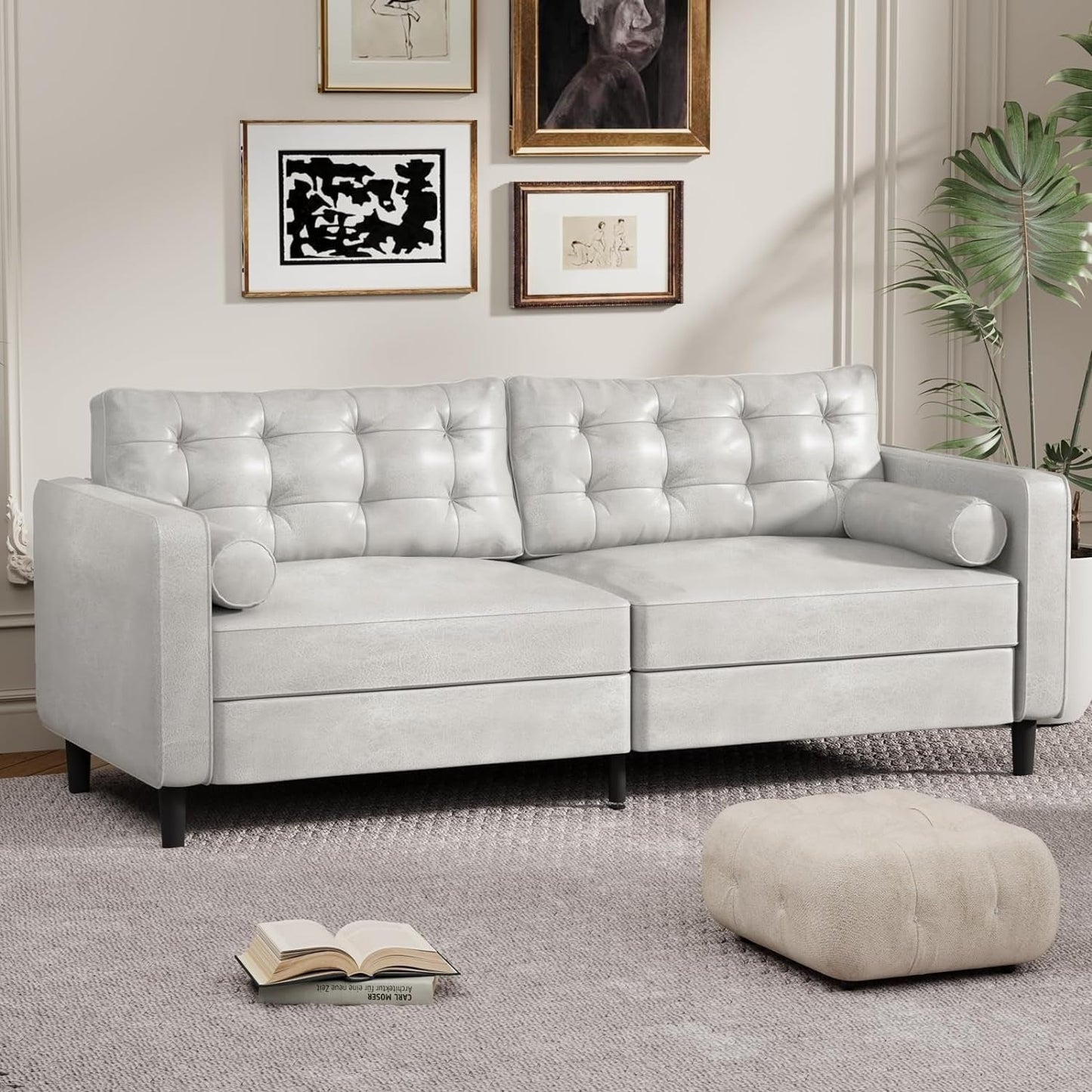 AECOJOY 84.2 Mid Century Modern Sofa with 2 Bolster Pillows