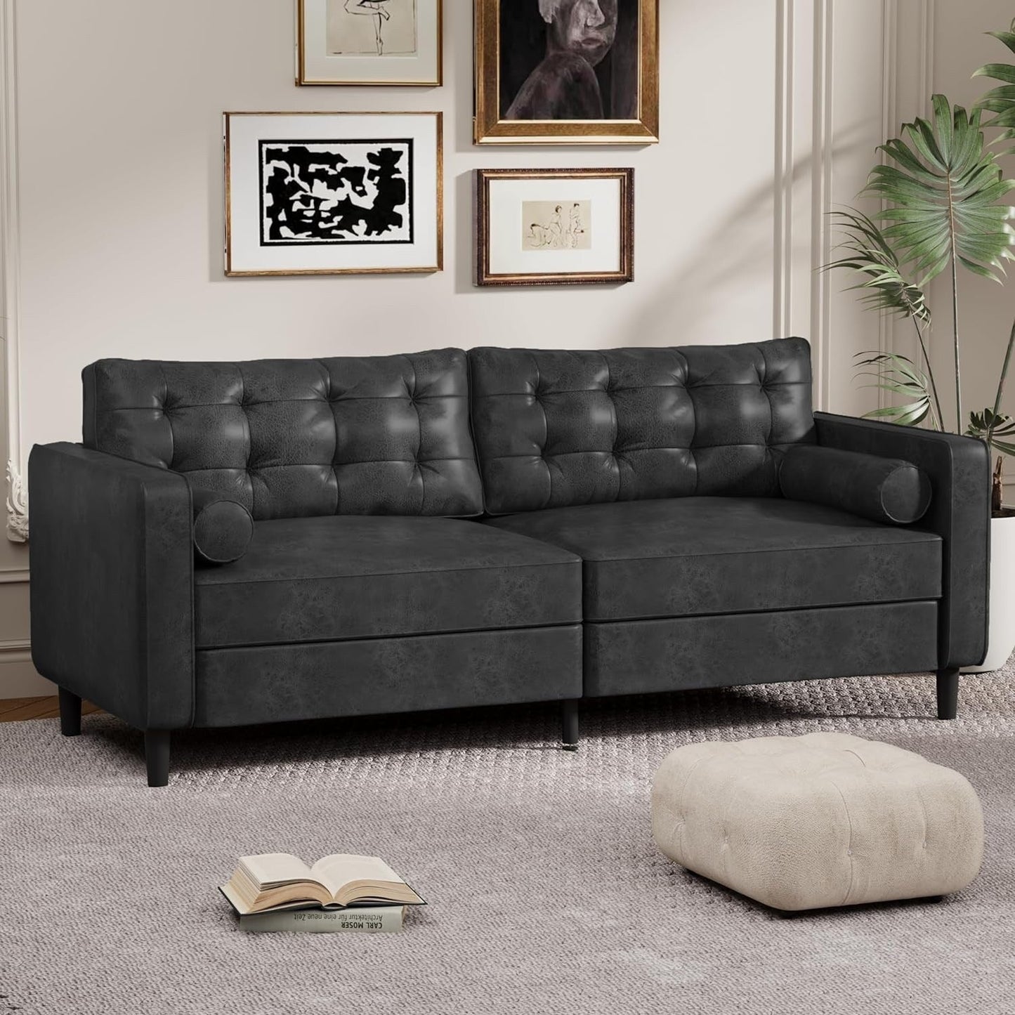 AECOJOY 84.2 Mid Century Modern Sofa with 2 Bolster Pillows