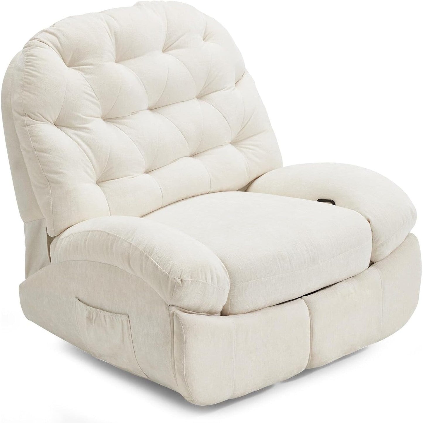 AECOJOY Oversized Recliner Chair, 360° Swivel Rocking Glider, Chenille Rocker for Adults, Modern Ergonomic Chaise Lounge Sofa