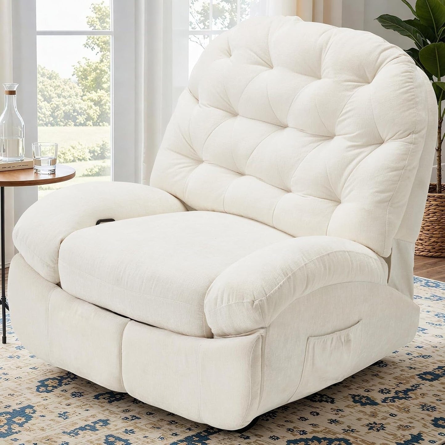 AECOJOY Oversized Recliner Chair, 360° Swivel Rocking Glider, Chenille Rocker for Adults, Modern Ergonomic Chaise Lounge Sofa