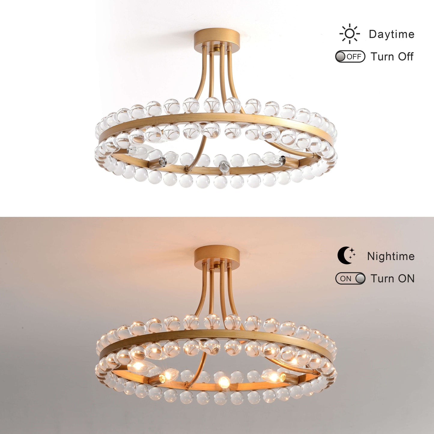 Elvira 8-Light Wagon Wheel Crystal Semi-Flush Mount