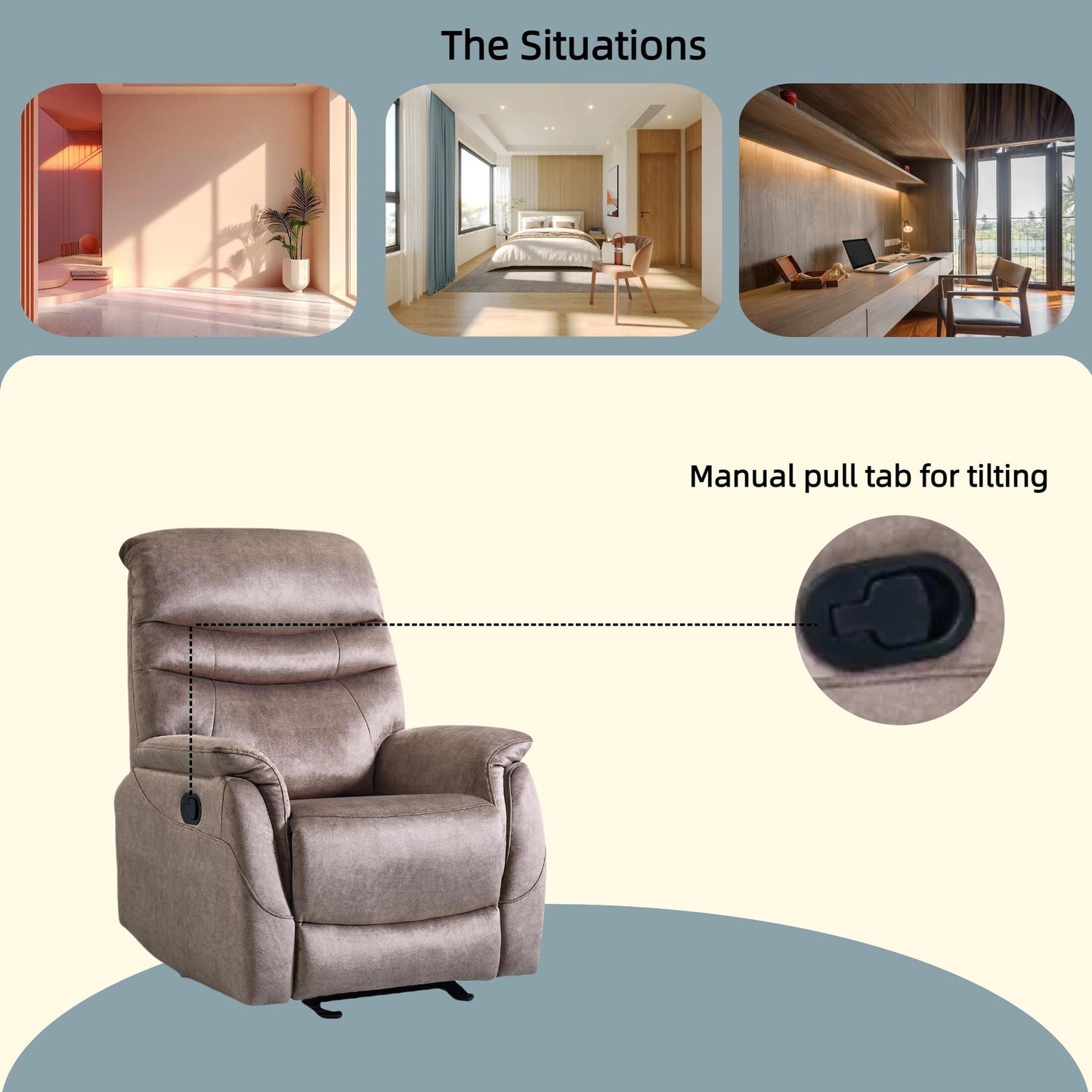 Adjustable Modern Recliner Chair, Recliner Sofa with Lumbar Support, Comfortable Arm and Back Sofa