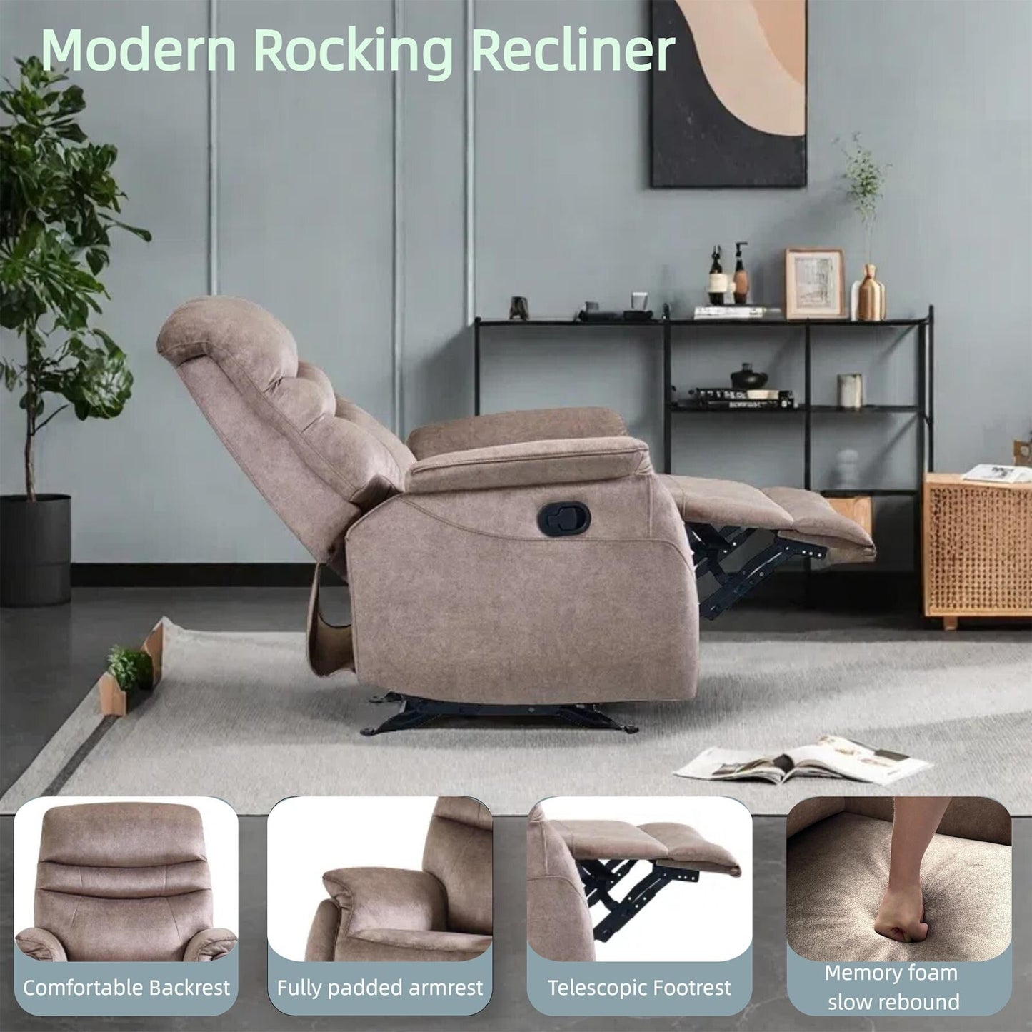 Adjustable Modern Recliner Chair, Recliner Sofa with Lumbar Support, Comfortable Arm and Back Sofa