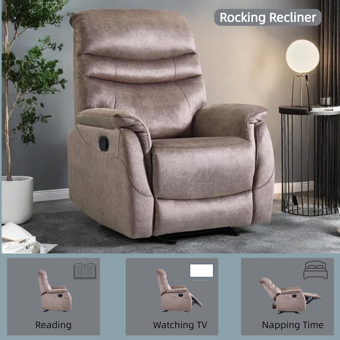 Adjustable Modern Recliner Chair, Recliner Sofa with Lumbar Support, Comfortable Arm and Back Sofa