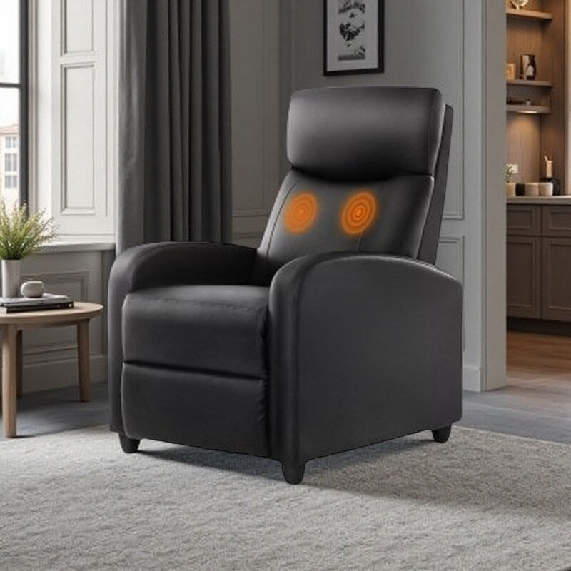 Adjustable PU Leather Recliner with 8 Massage Settings, Lumbar Support, and Dual Footrest for Ultimate Relaxation