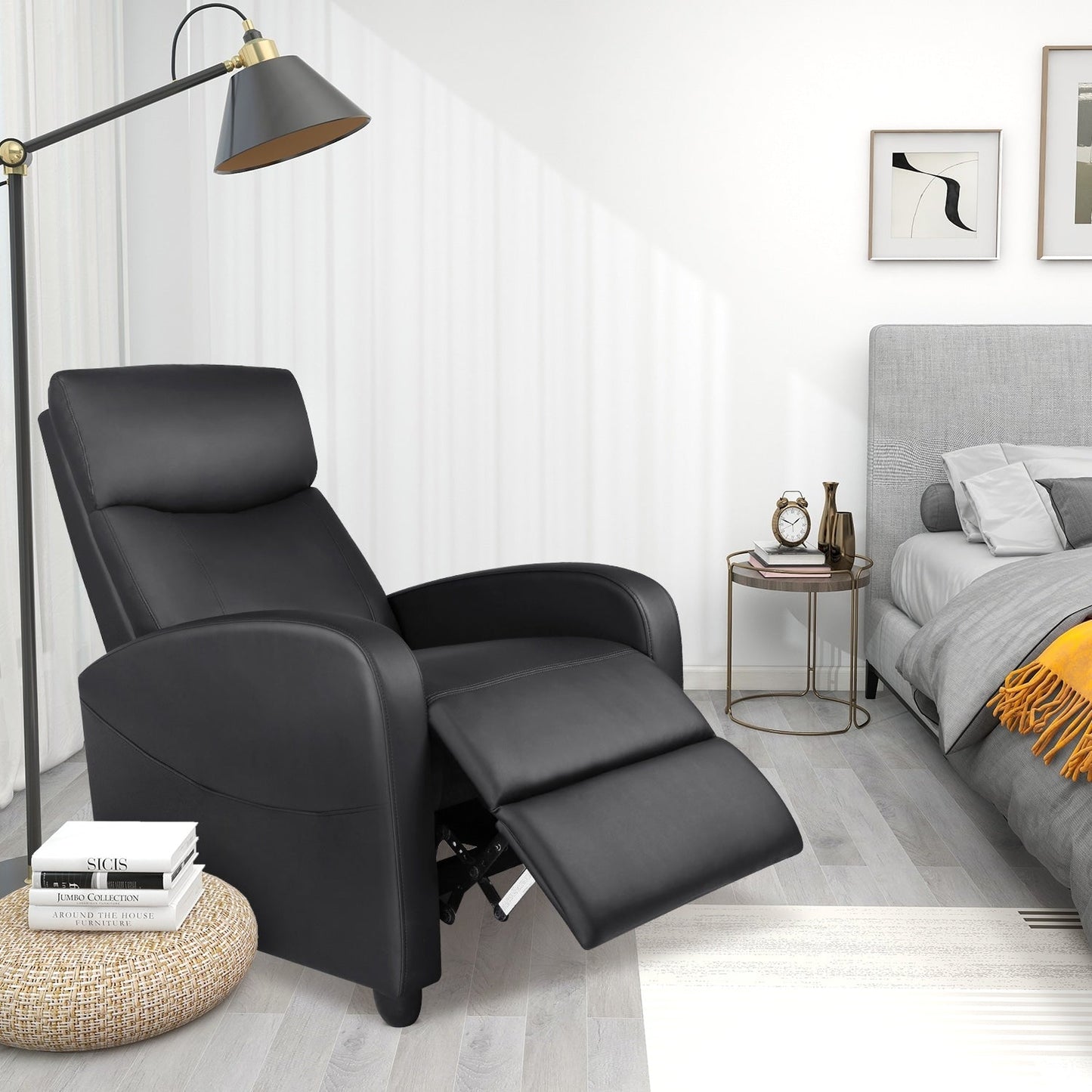 Adjustable Recliner Chair with 8 Massage Modes and Lumbar Support for Relaxation and Home Theater Use