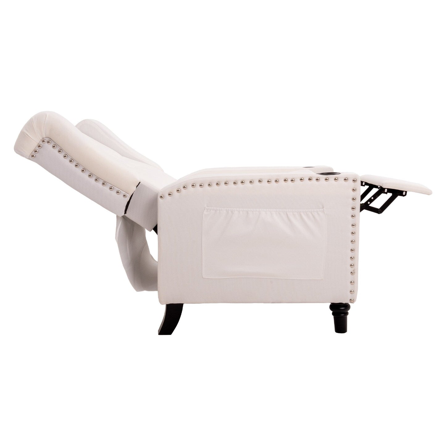 Adjustable Wing Back Recliner Chair Nailhead Armchair Padded Large Sofa Chair