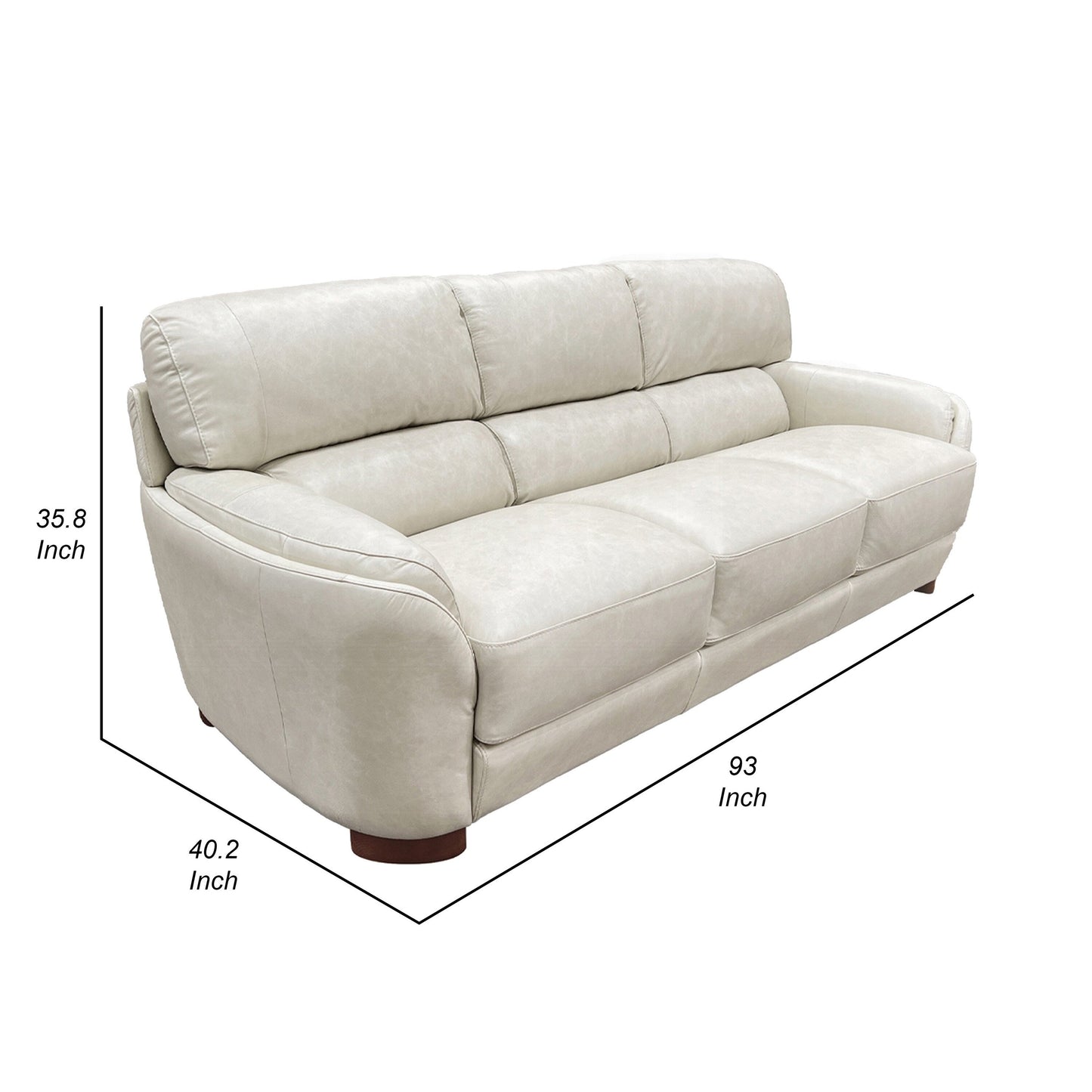 Aera Sofa 93 Inch, Plush Ice Gray Top Grain Italian Tufted Leather