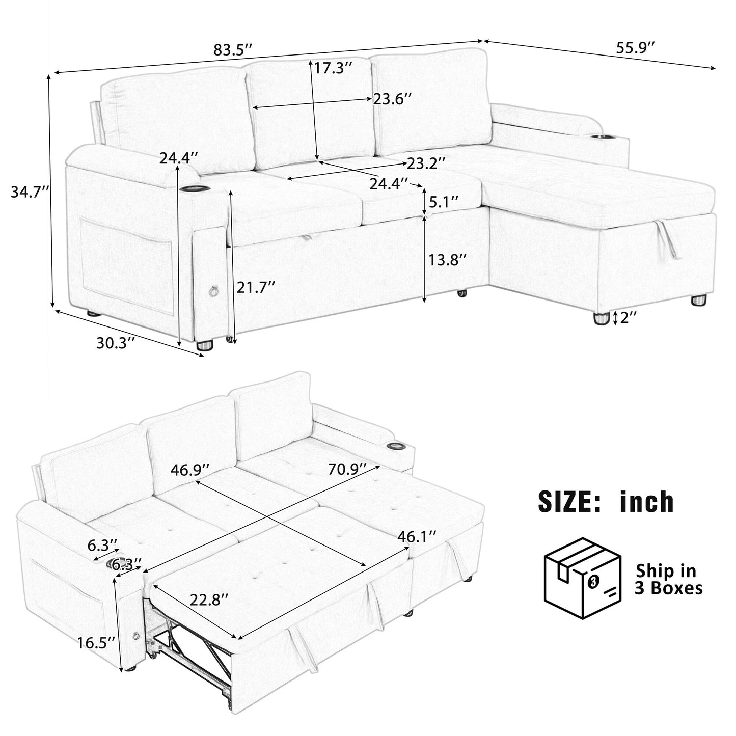 Affordable Convertible Sofa Bed - Space-Saving Furniture for Small Spaces