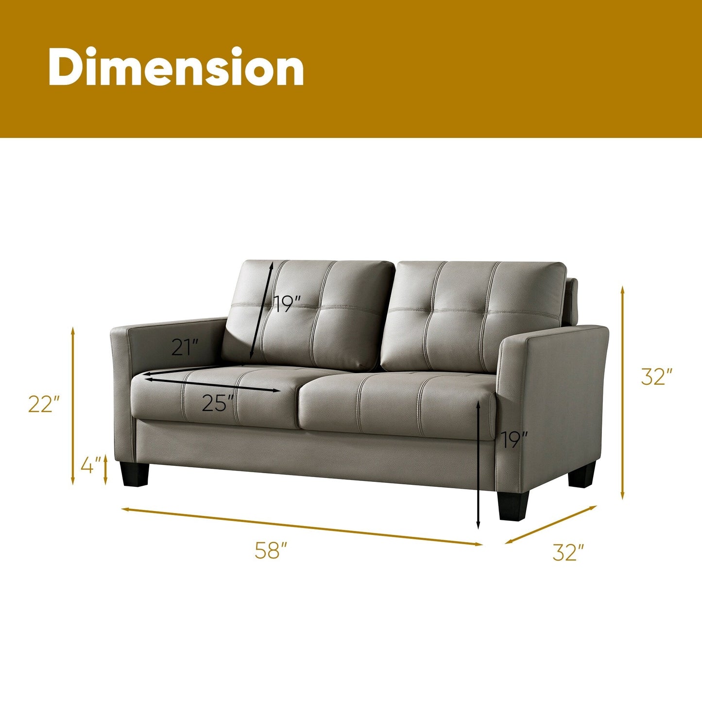 Ainfox 57.50'' Faux Leather Loveseat