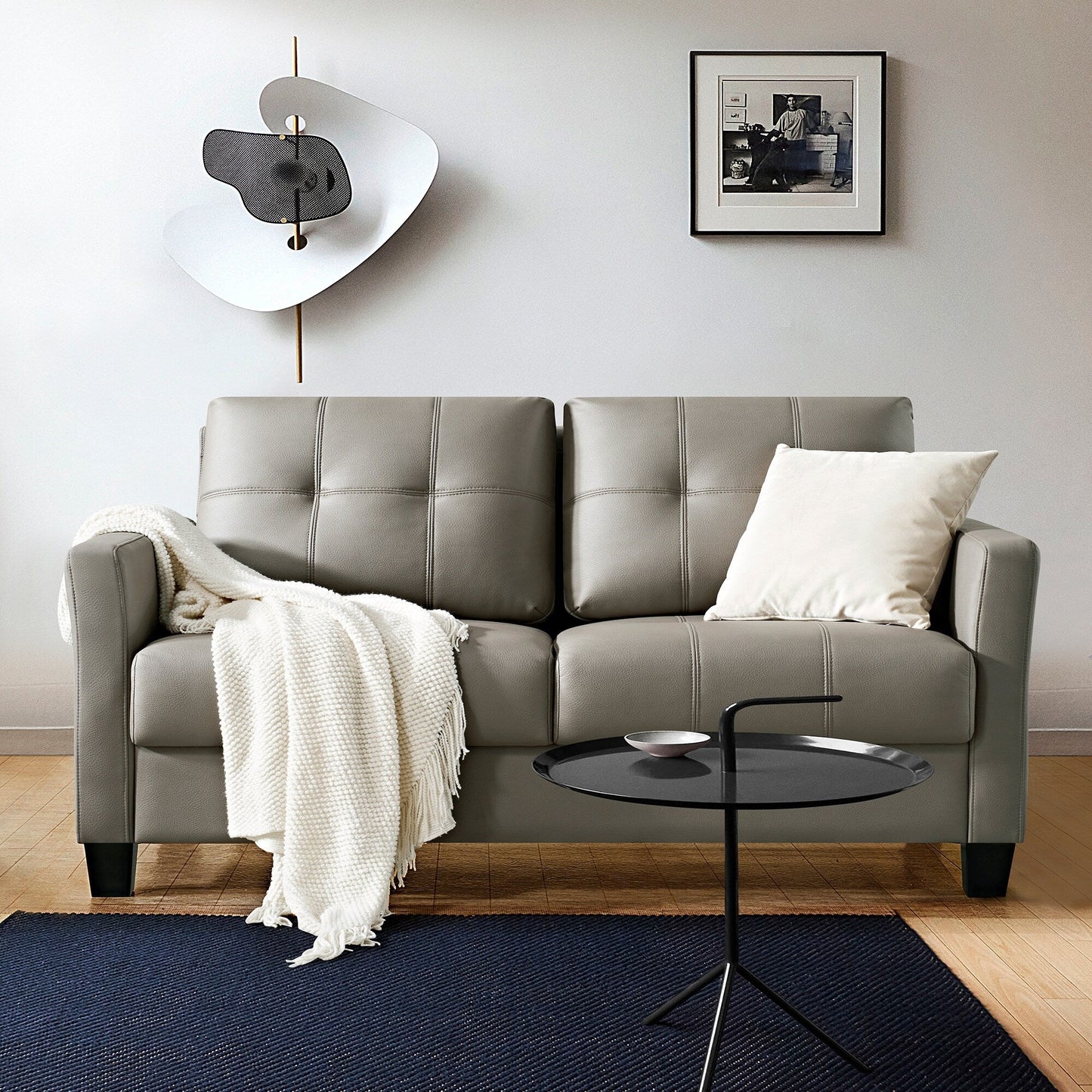 Ainfox 57.50'' Faux Leather Loveseat