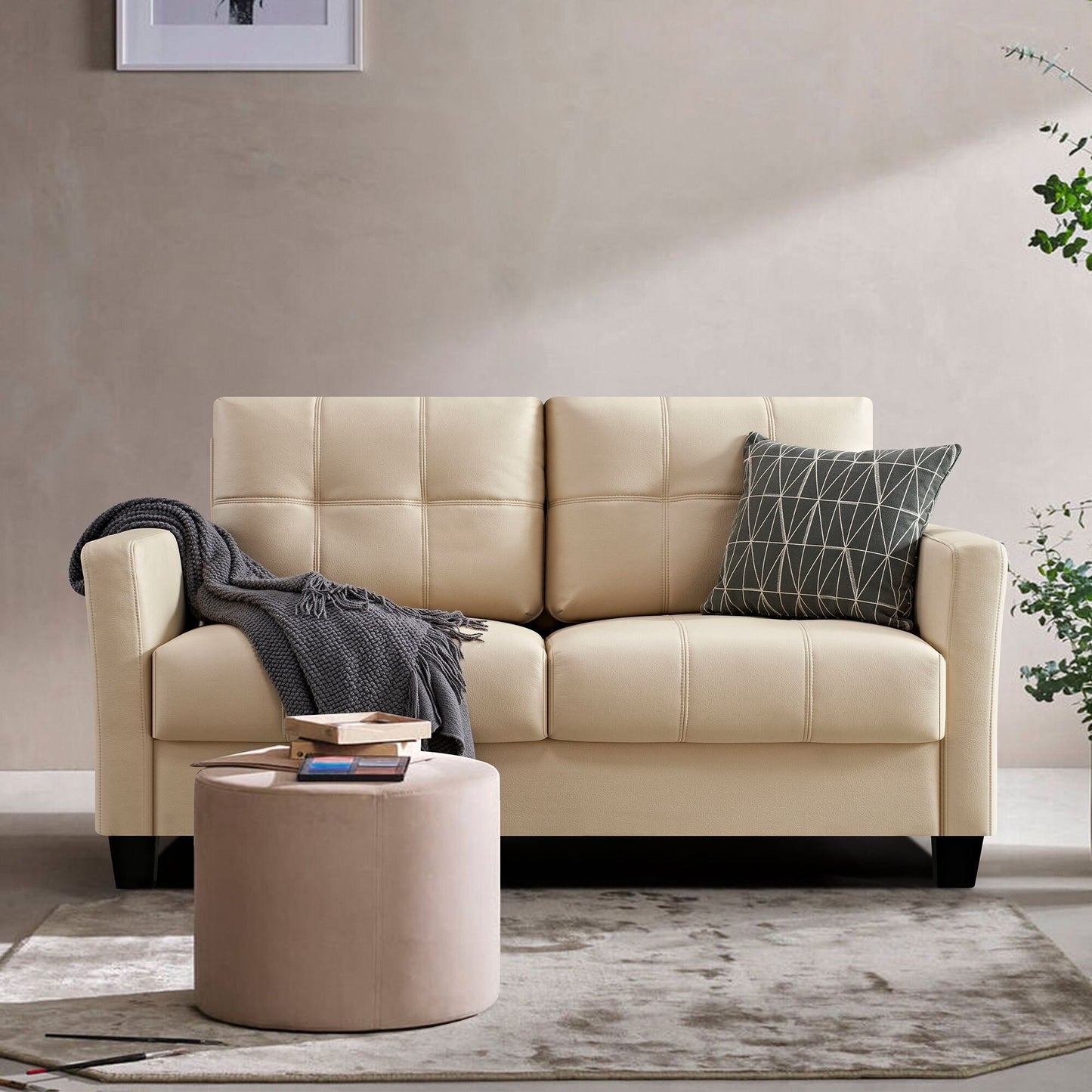 Ainfox 57.50'' Faux Leather Loveseat