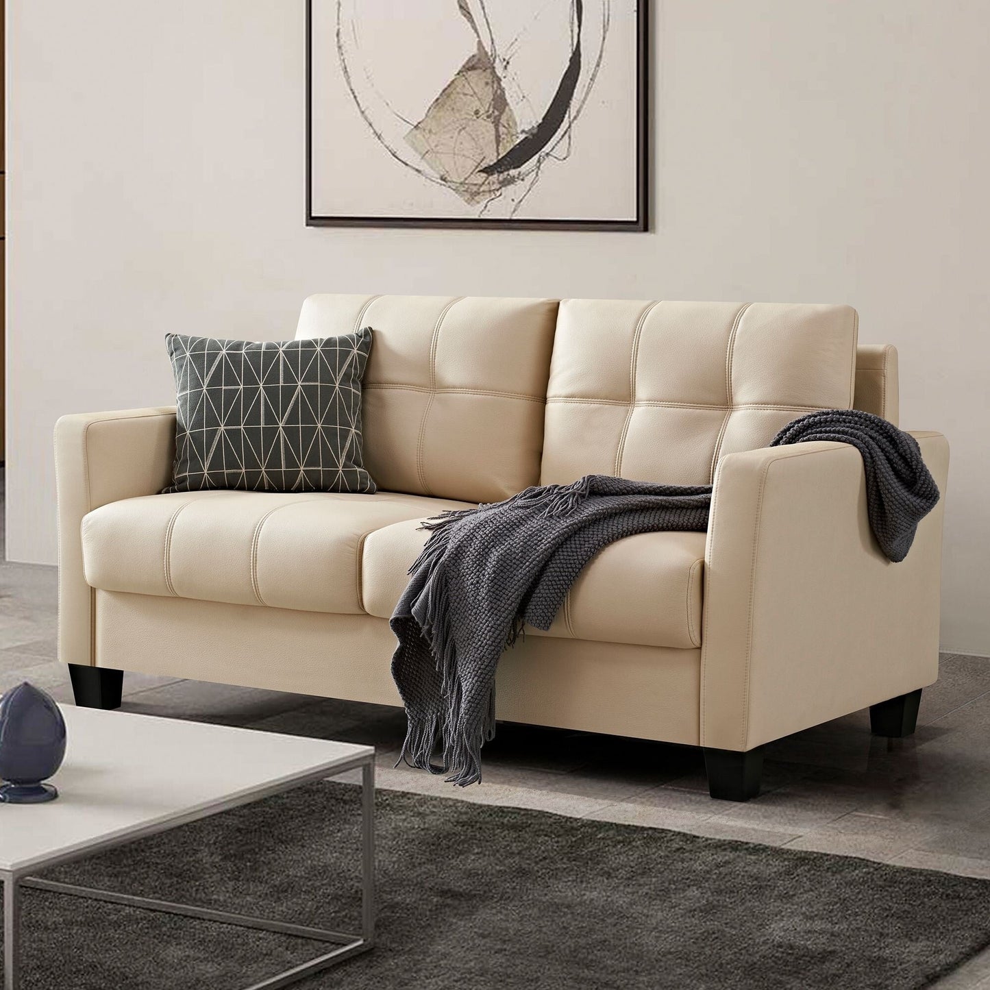 Ainfox 57.50'' Faux Leather Loveseat