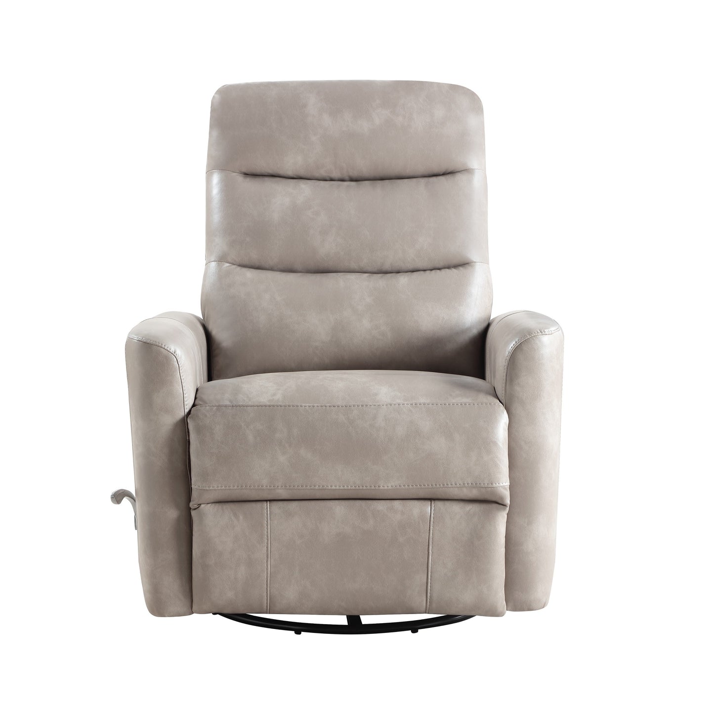 Aki Swivel Manual Recliner Chair, Adjustable Rest, Gray Faux Leather