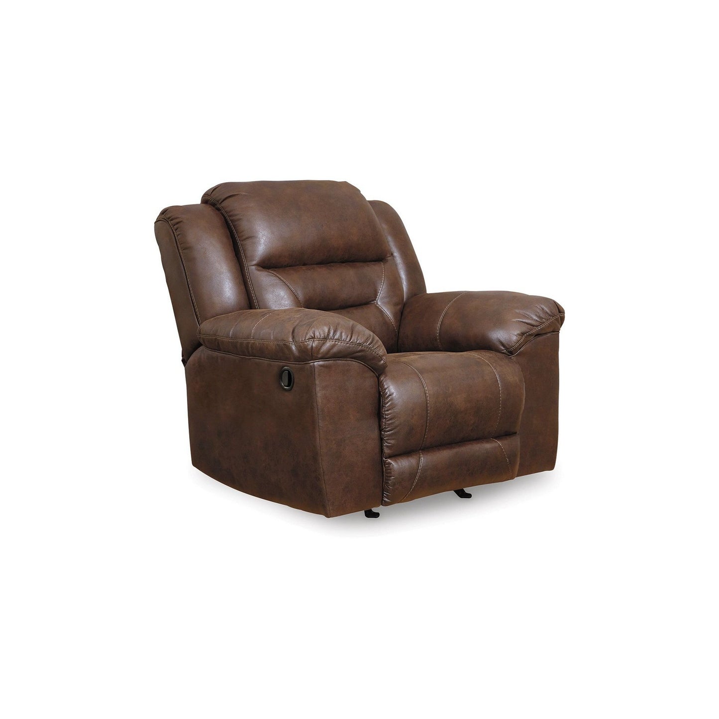 Aky Manual Rocker Recliner Chair, Smooth Chocolate Brown Faux Leather
