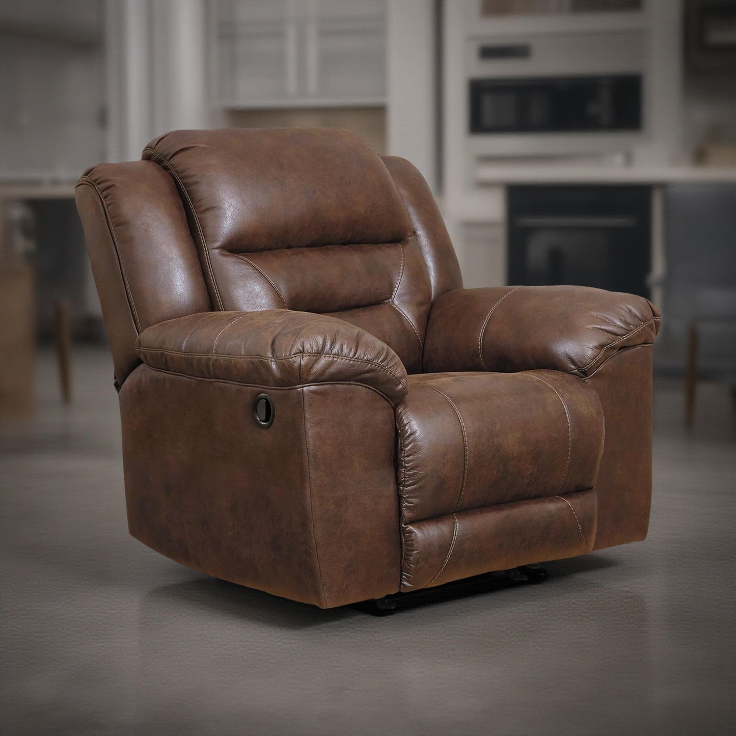 Aky Manual Rocker Recliner Chair, Smooth Chocolate Brown Faux Leather