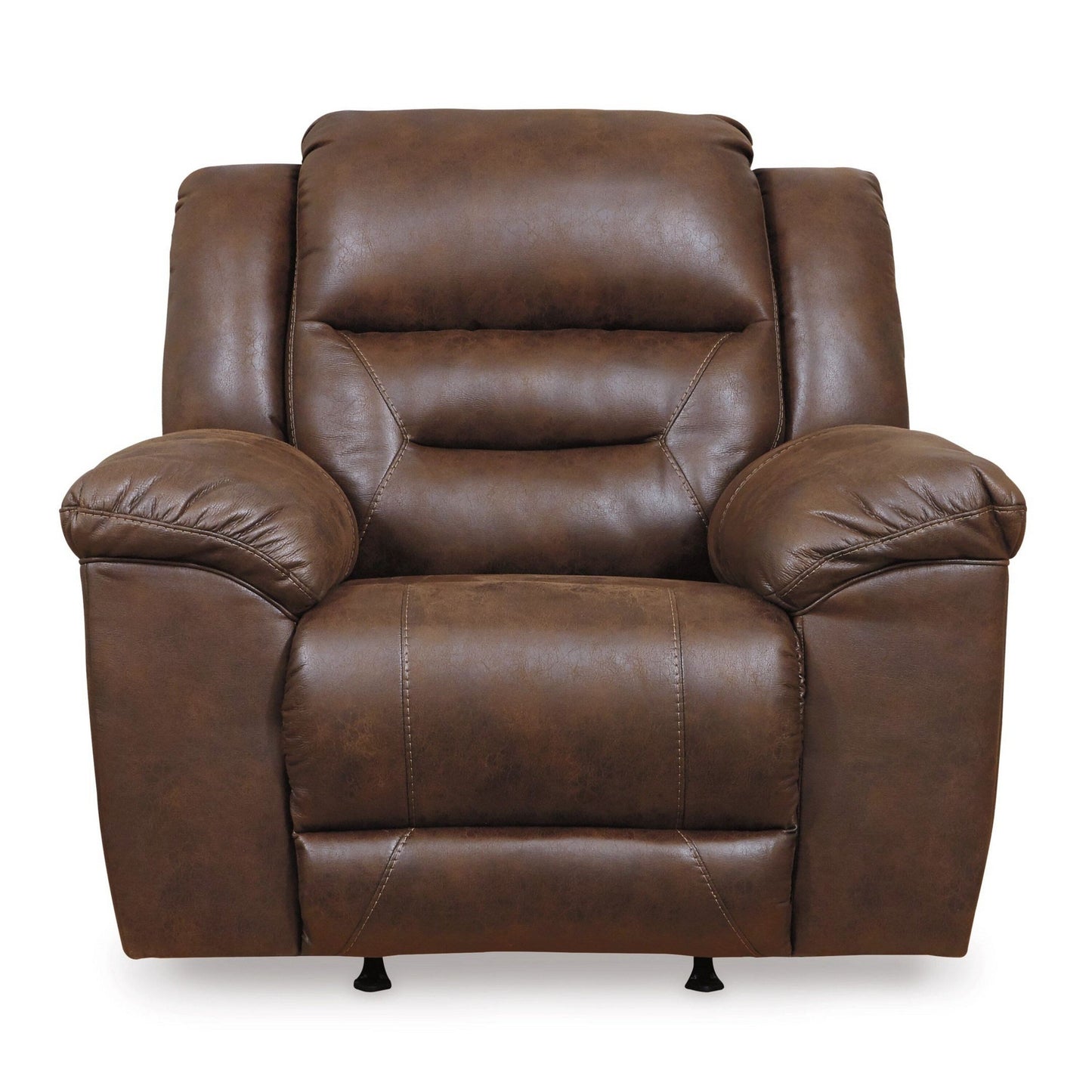 Aky Manual Rocker Recliner Chair, Smooth Chocolate Brown Faux Leather