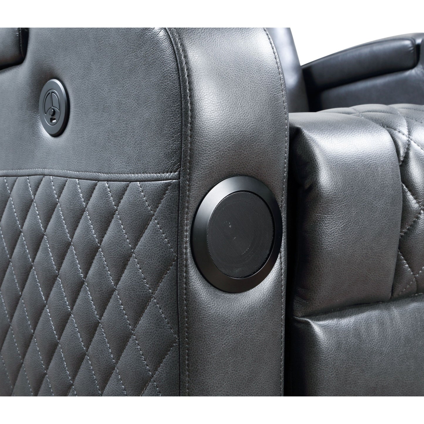 Alair Dark Gray Leather Aire Power Motion Recliner W/Bluetooth, Wireless Charger Cupholder