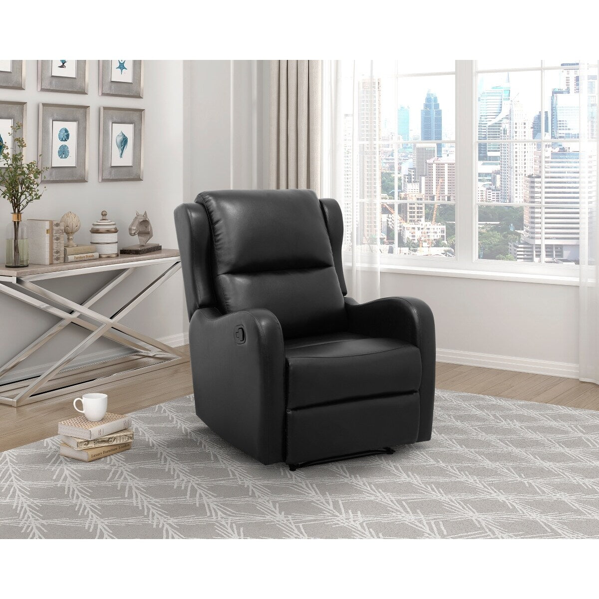 Alayna Black Faux Leather Recliner