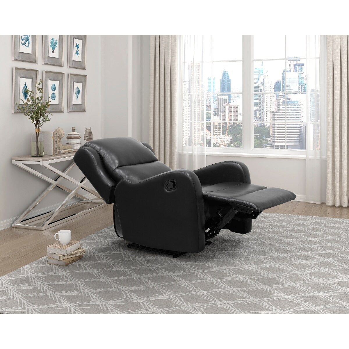 Alayna Black Faux Leather Recliner