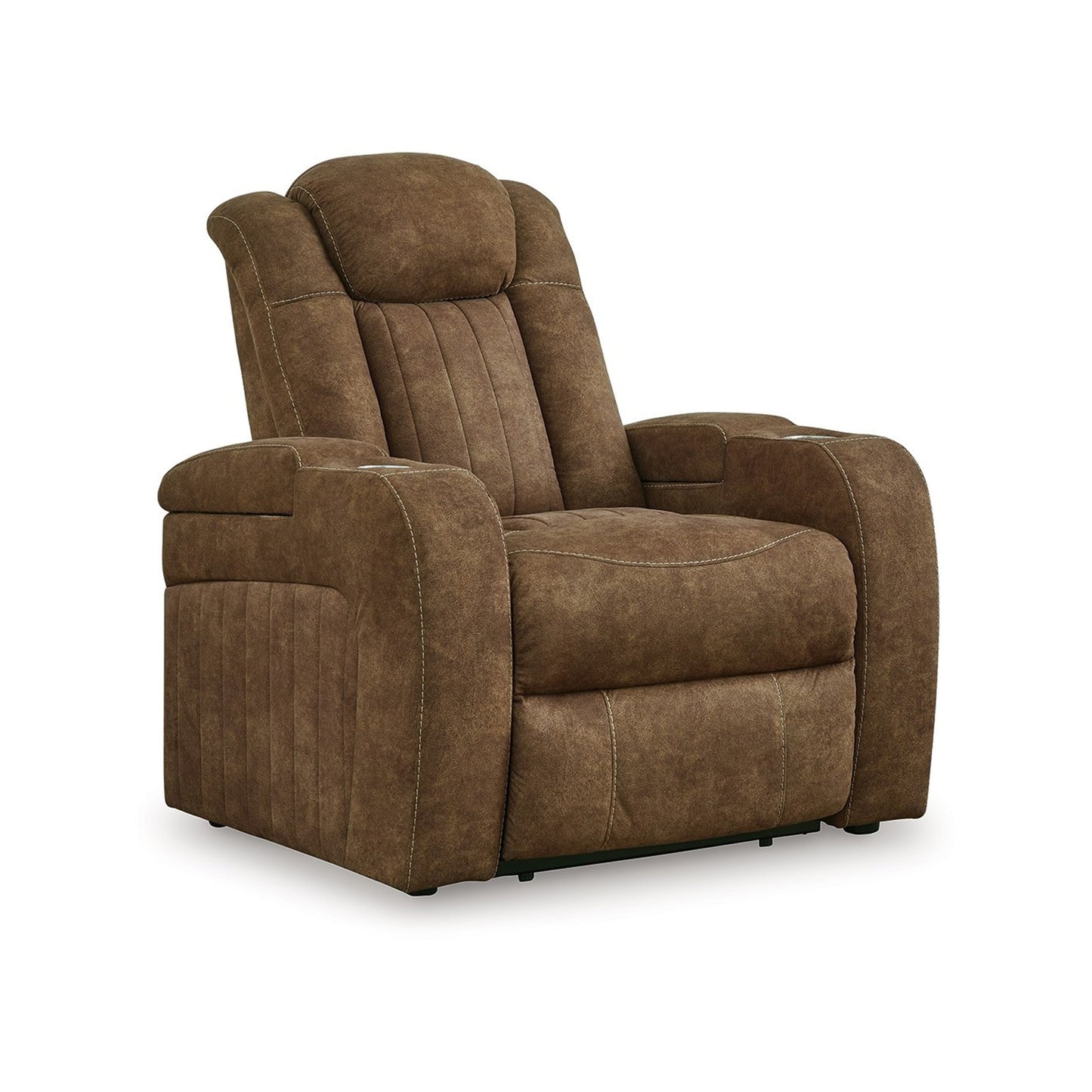 Alexy Power Recliner Chair, Cupholder, USB Port, Brown Faux Leather