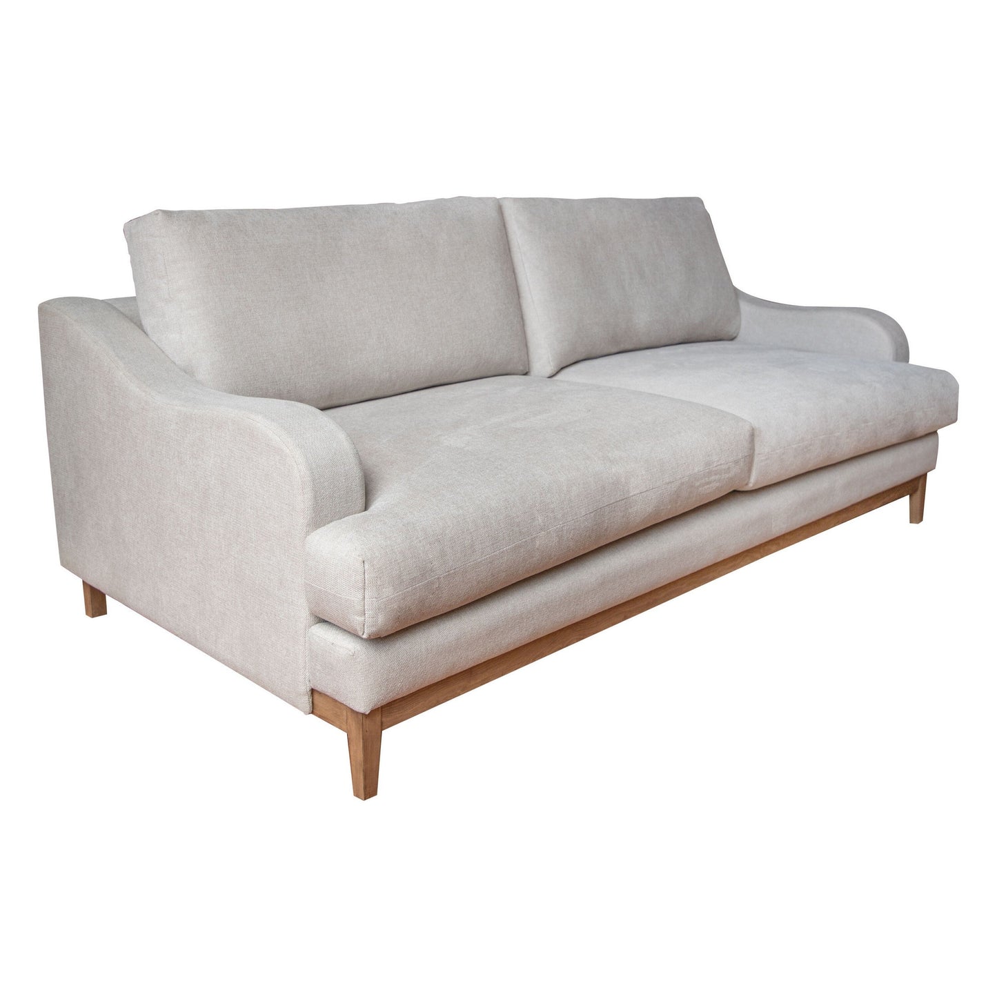 Alfi Sofa, 2 Pillows, Classic Style Details, Solid Wood, Beige Polyester