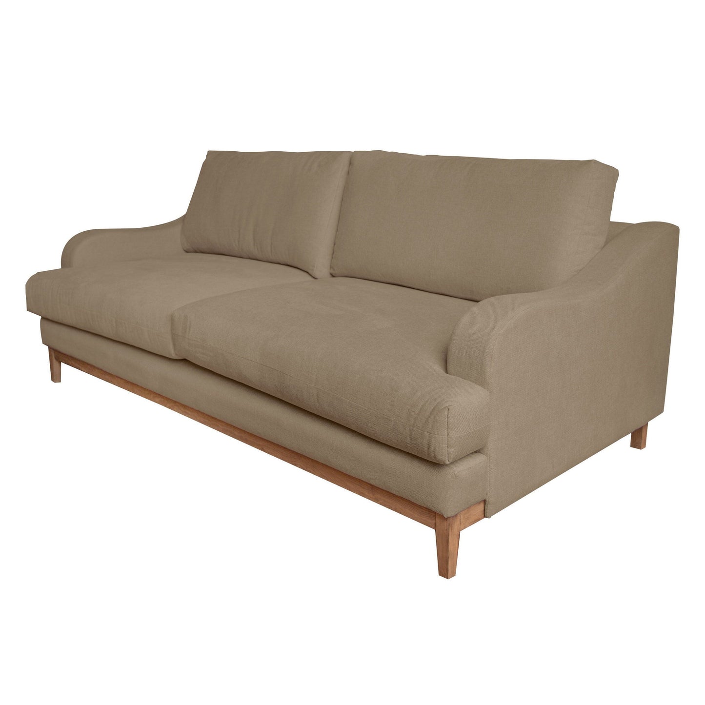 Alfi Sofa, 2 Pillows, Classic Style Details, Solid Wood, Brown Polyester