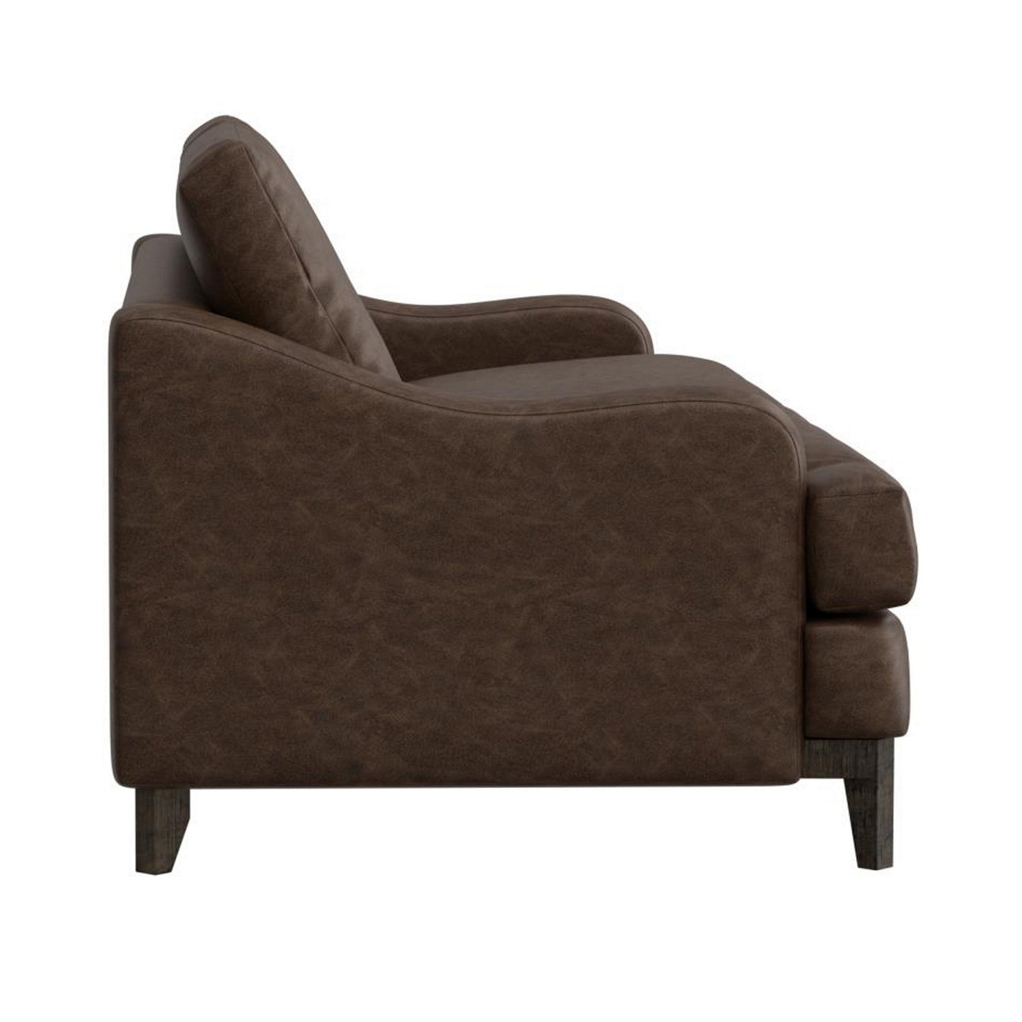 Alfi Sofa, 85 Inch, 2 Accent Pillows, Modern Dark Brown Faux Leather