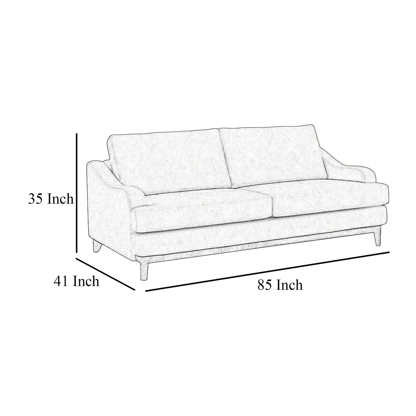 Alfi Sofa, 85 Inch, 2 Accent Pillows, Modern Dark Brown Faux Leather