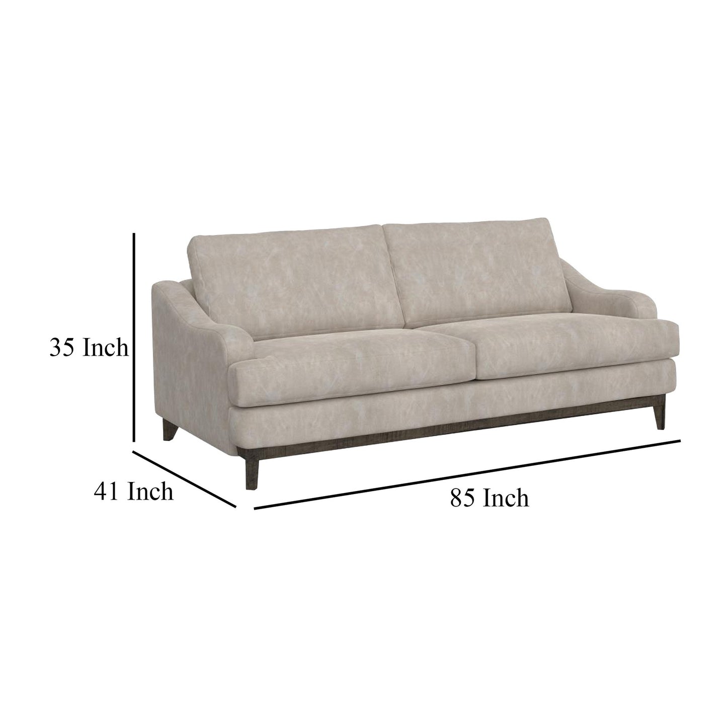 Alfi Sofa, 85 Inch, 2 Accent Pillows, Modern Oyster Gray Faux Leather