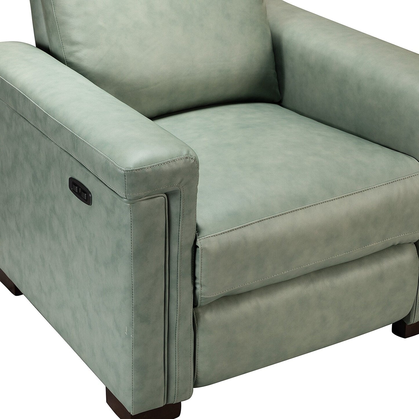 Alicia 34.65 Wide Contemporary Classic Genuine Leather Power Recliner With USB Port