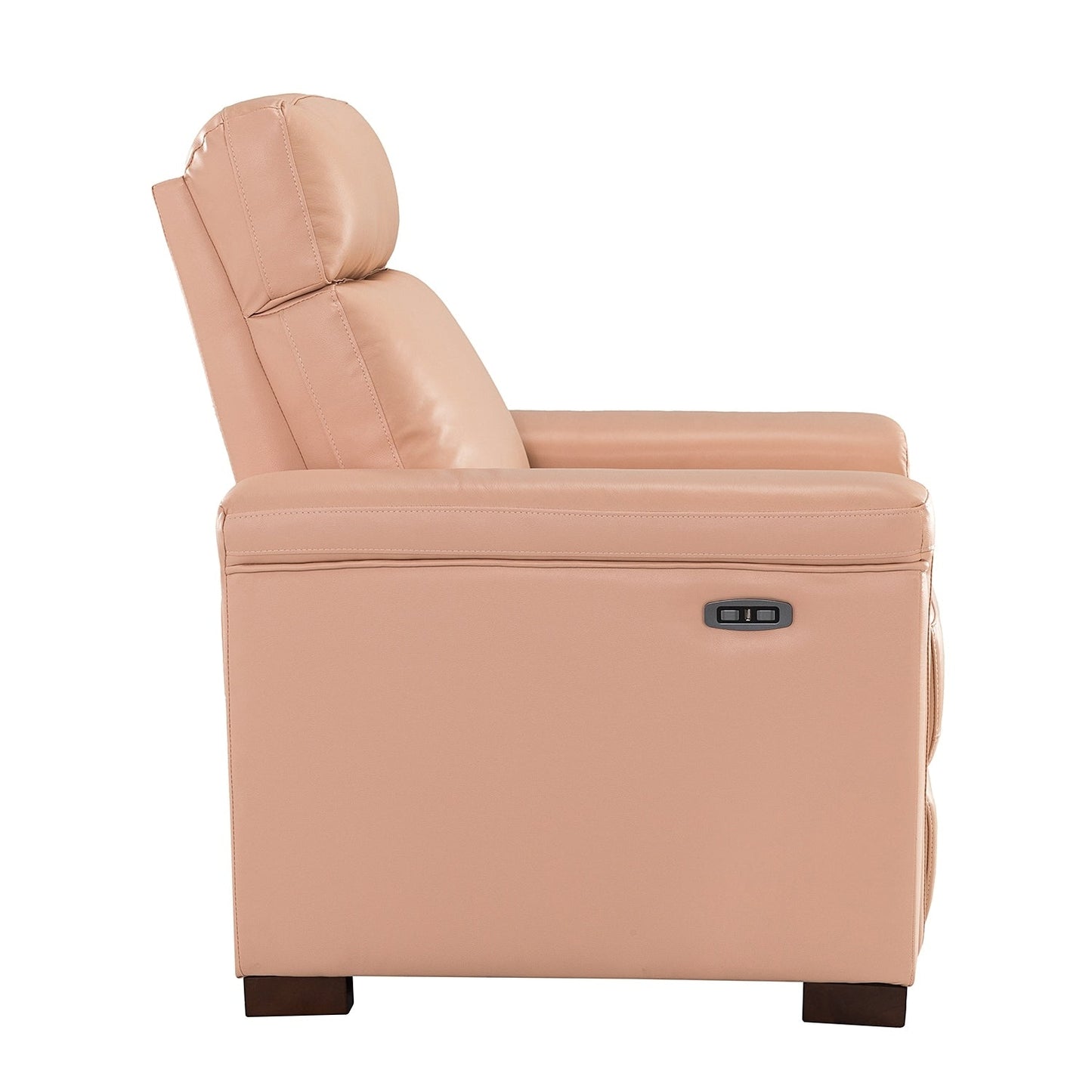 Alicia 34.65 Wide Contemporary Classic Genuine Leather Power Recliner With USB Port