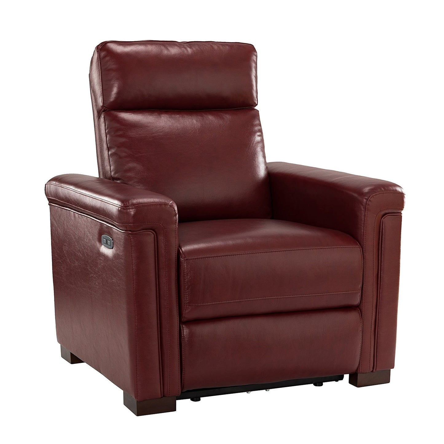 Alicia 34.65 Wide Contemporary Classic Genuine Leather Power Recliner With USB Port