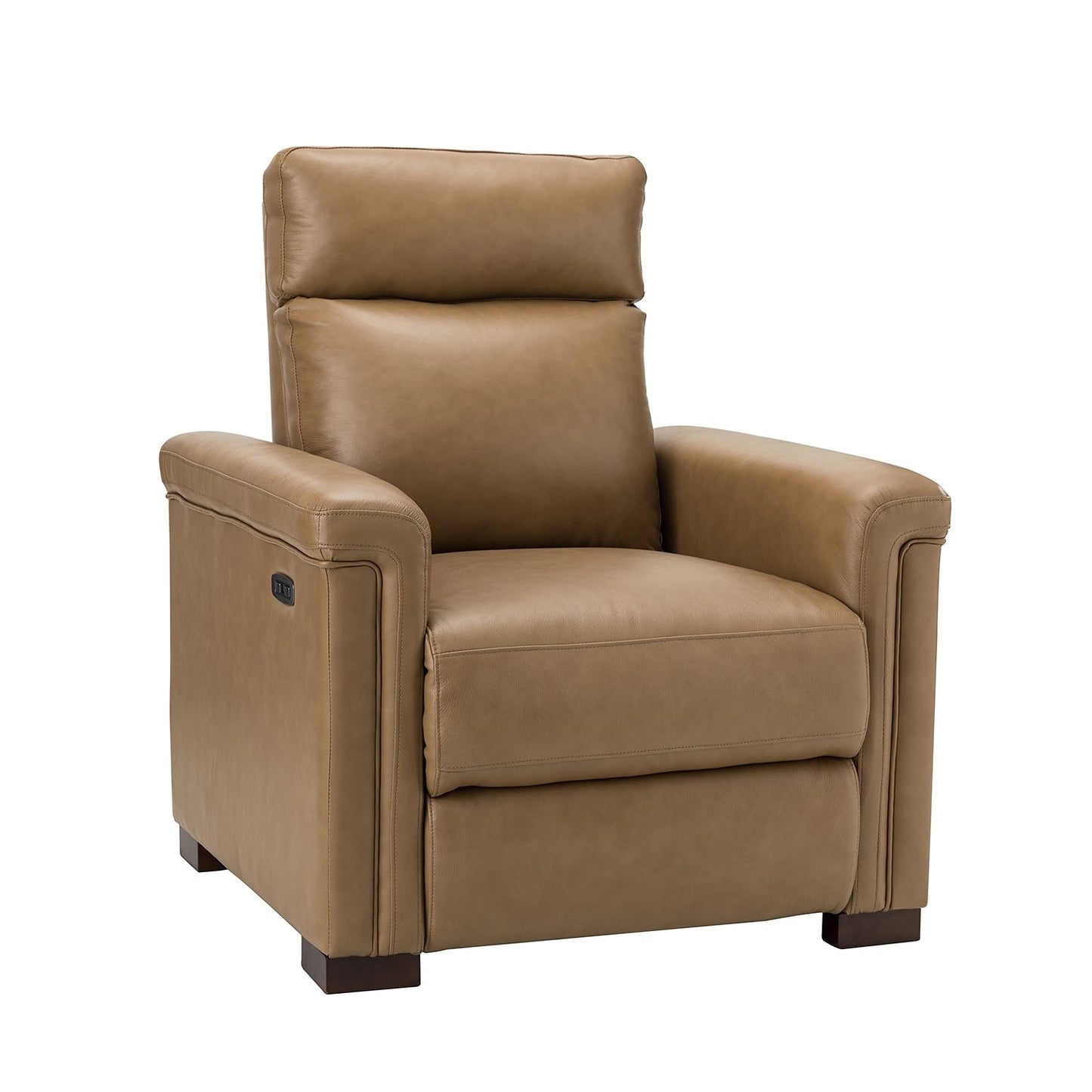 Alicia 34.65 Wide Contemporary Classic Genuine Leather Power Recliner With USB Port