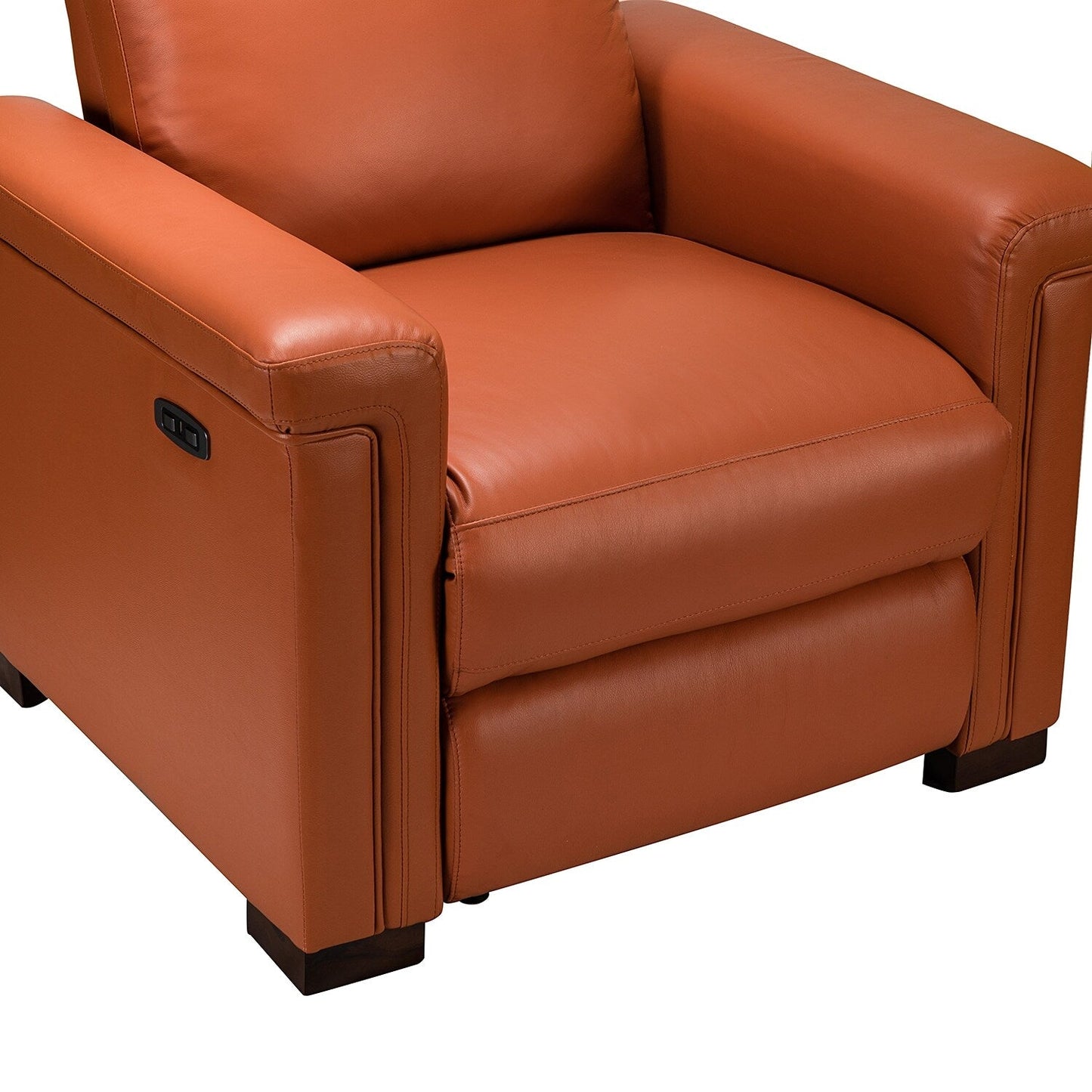 Alicia 34.65 Wide Contemporary Classic Genuine Leather Power Recliner With USB Port