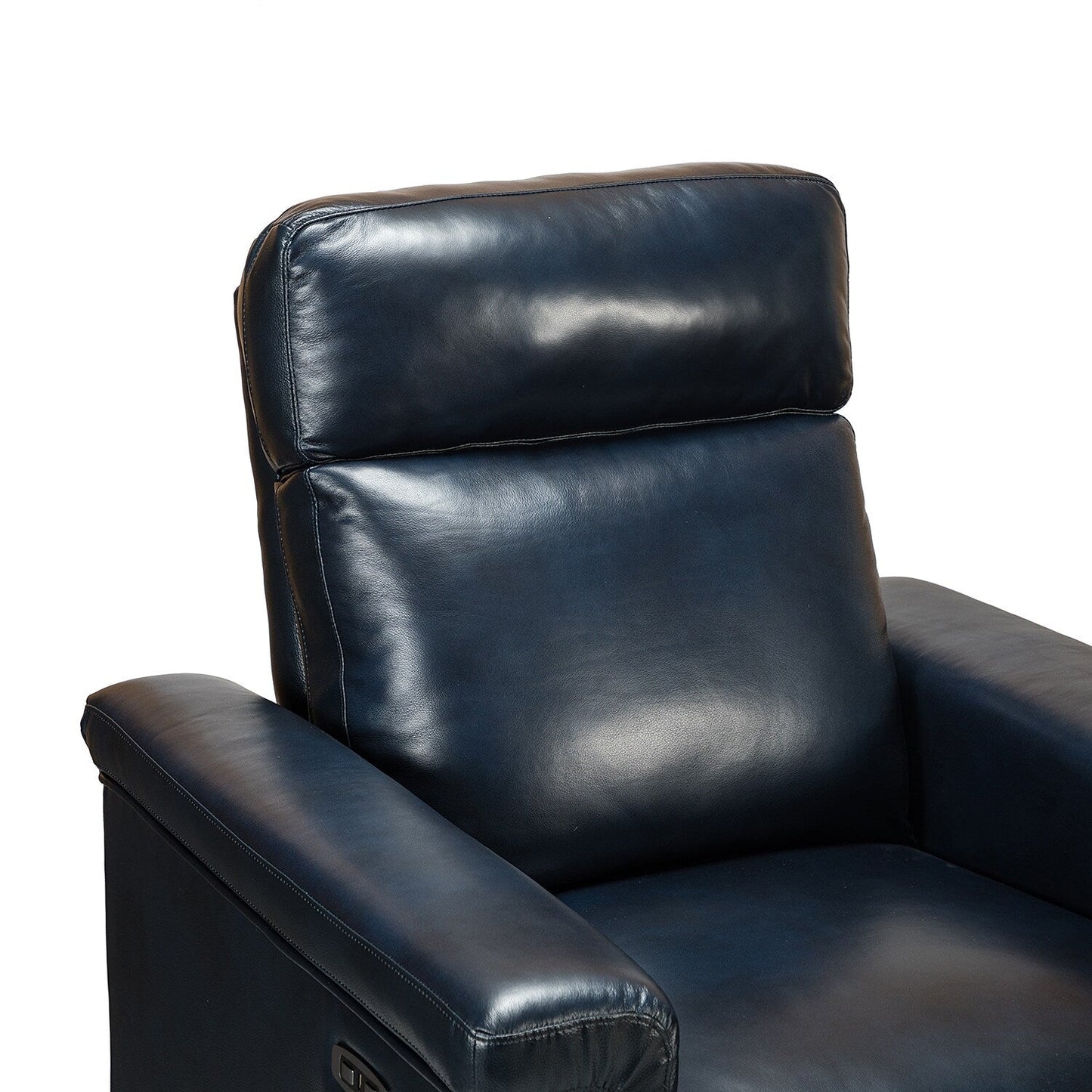 Alicia 34.65 Wide Contemporary Classic Genuine Leather Power Recliner With USB Port