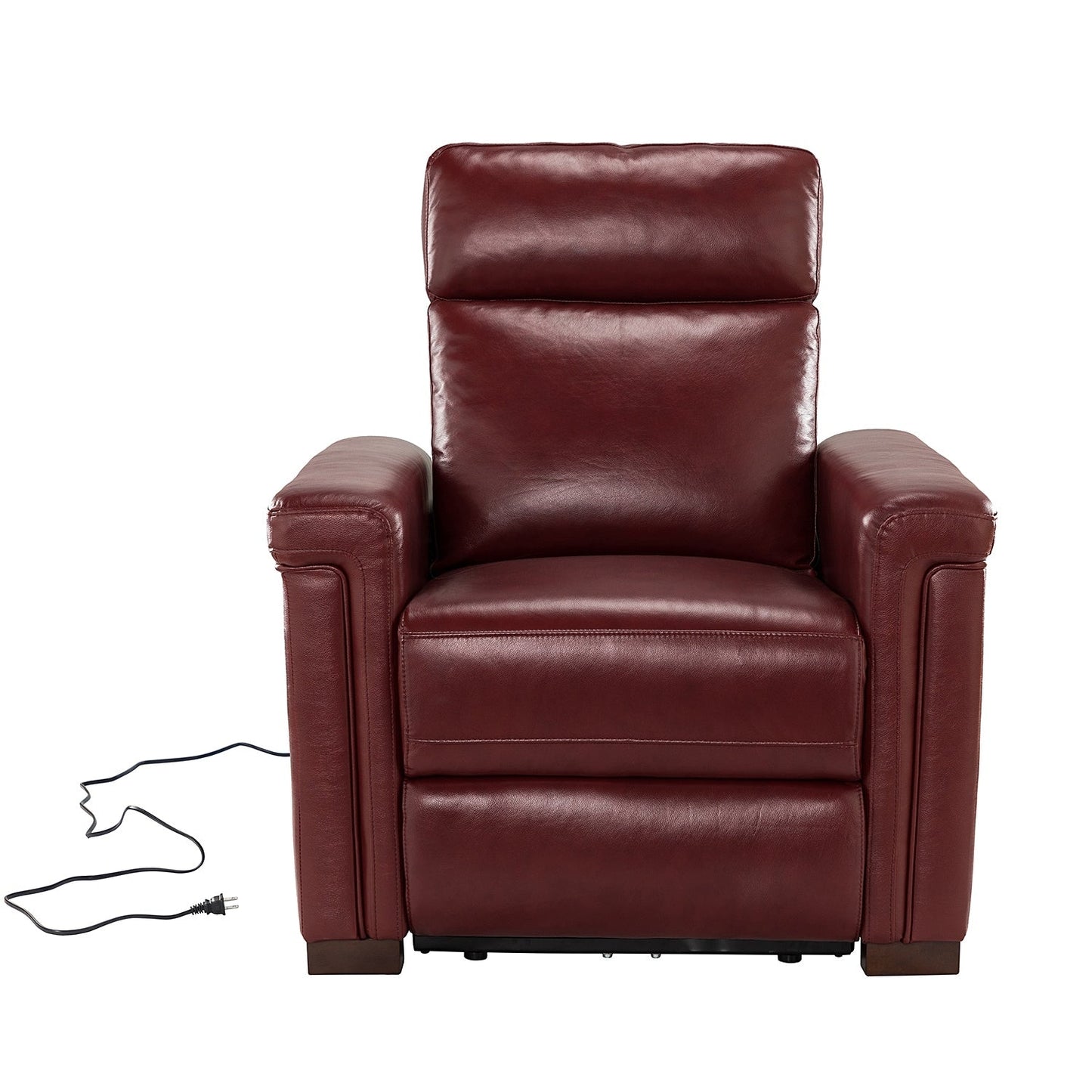 Alicia 34.65 Wide Contemporary Classic Genuine Leather Power Recliner With USB Port
