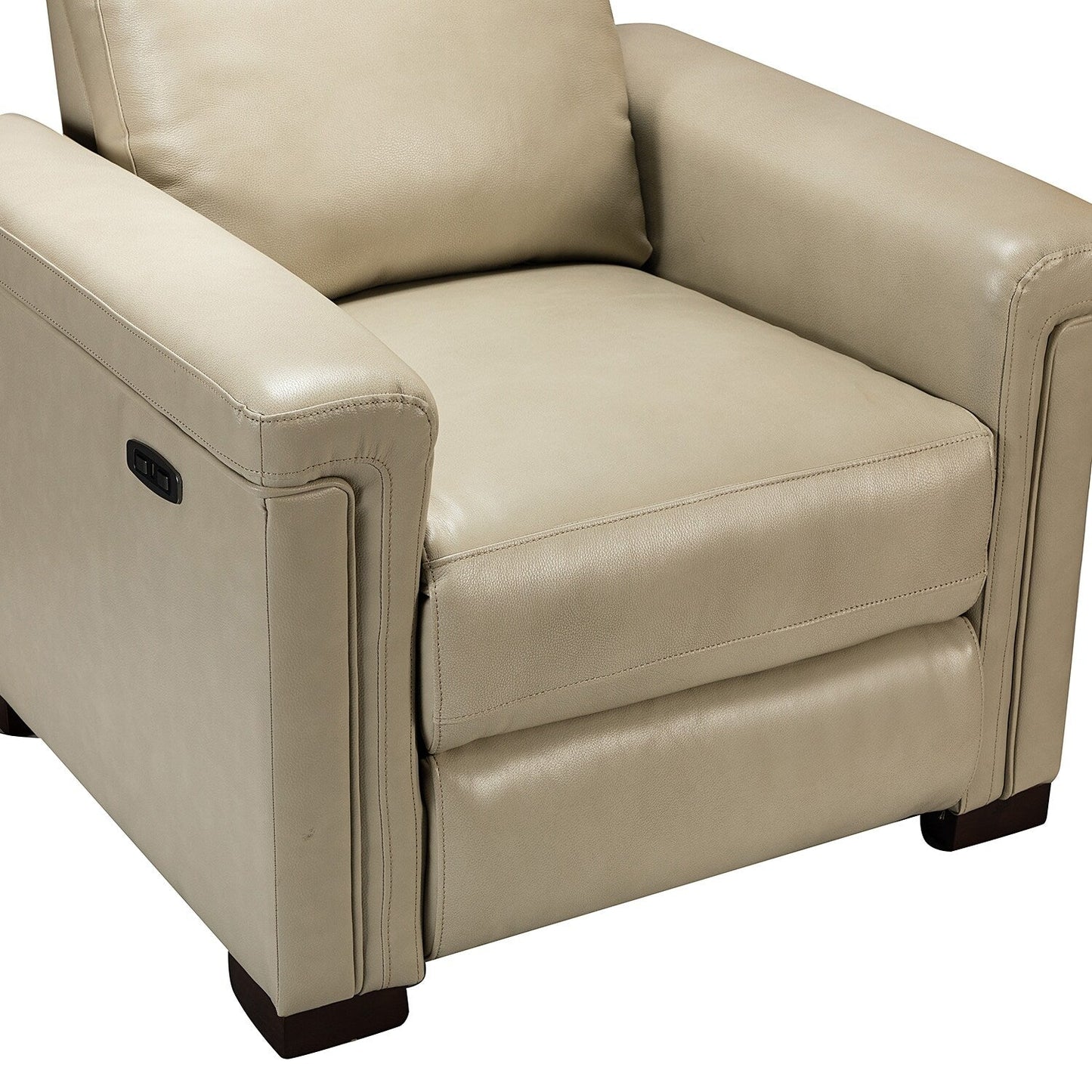 Alicia 34.65 Wide Contemporary Classic Genuine Leather Power Recliner With USB Port