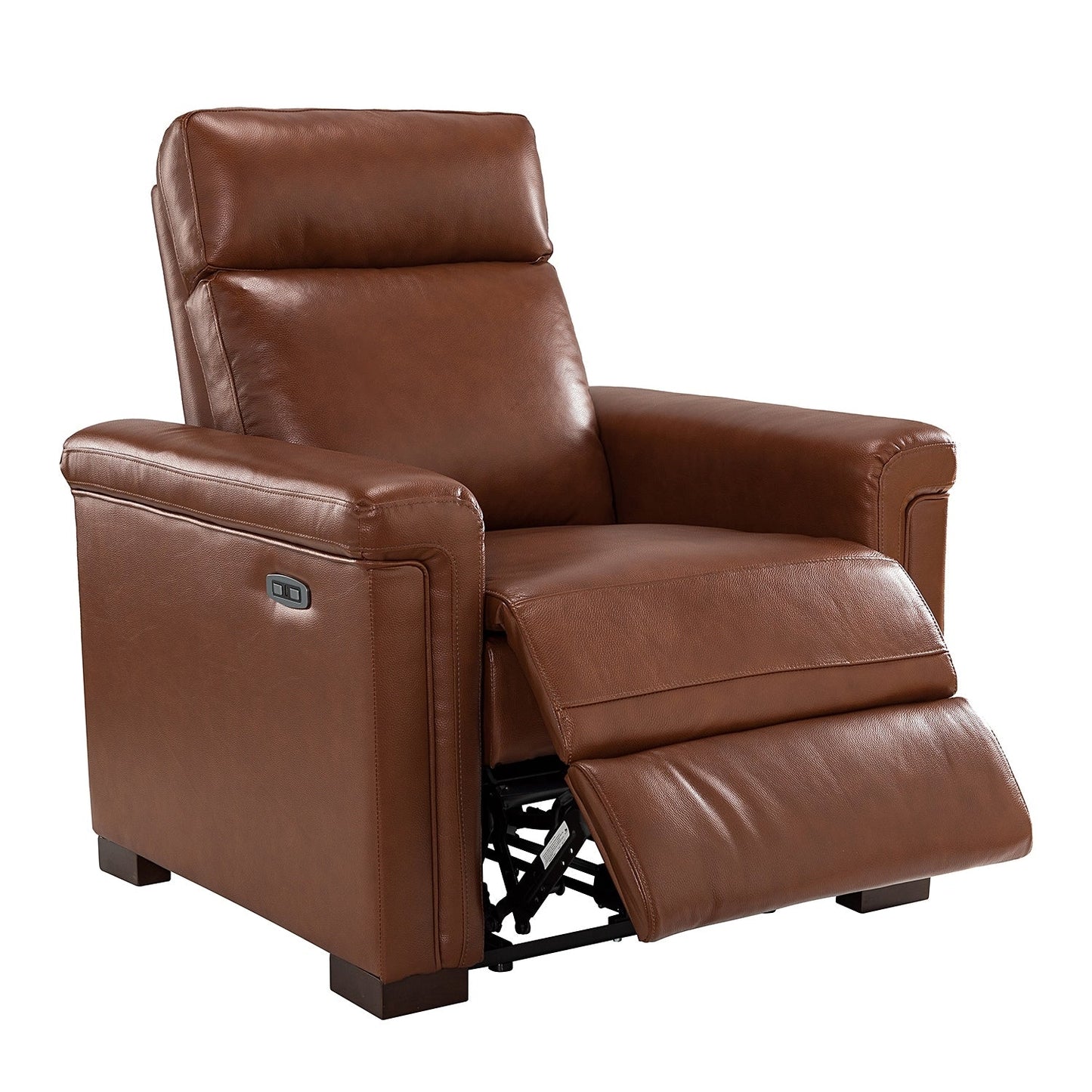 Alicia 34.65 Wide Contemporary Classic Genuine Leather Power Recliner With USB Port