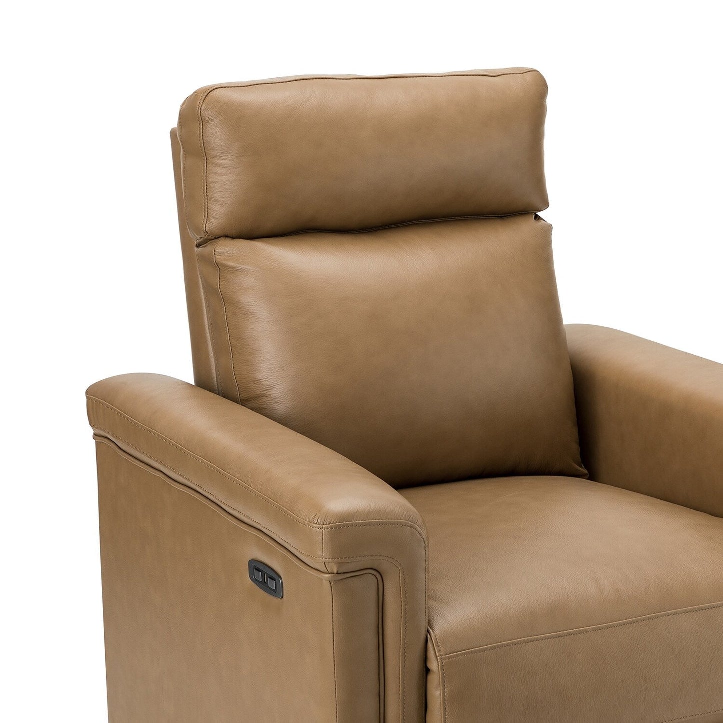Alicia 34.65 Wide Contemporary Classic Genuine Leather Power Recliner With USB Port