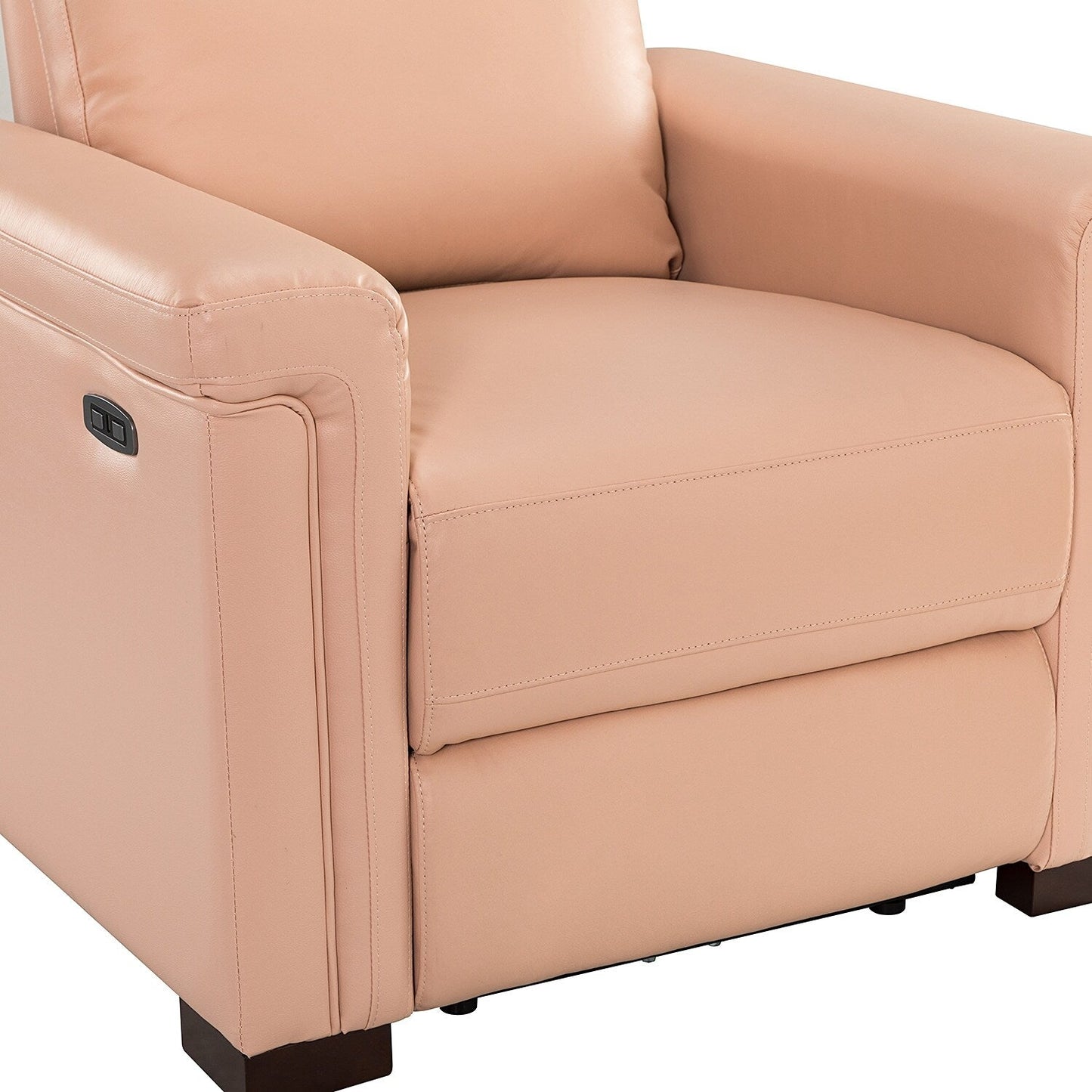 Alicia 34.65 Wide Contemporary Classic Genuine Leather Power Recliner With USB Port