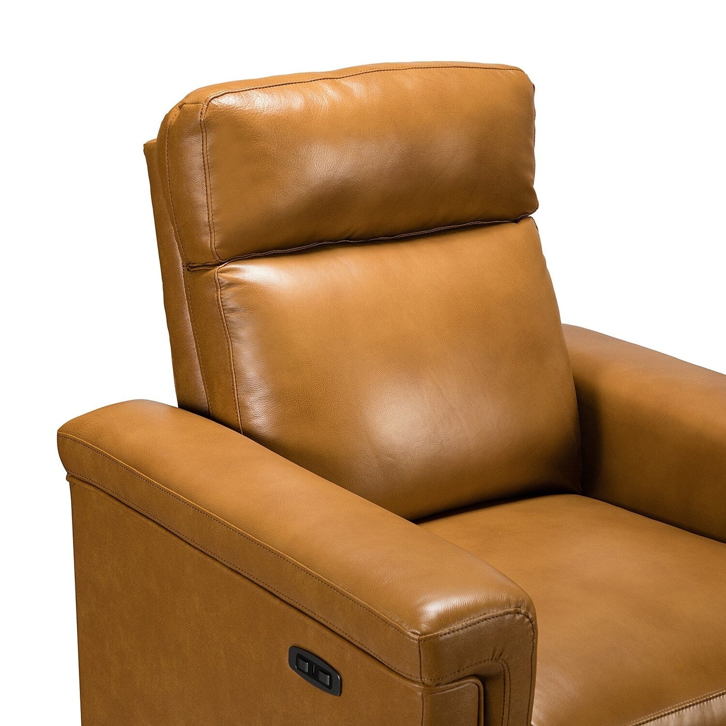 Alicia 34.65 Wide Contemporary Classic Genuine Leather Power Recliner With USB Port