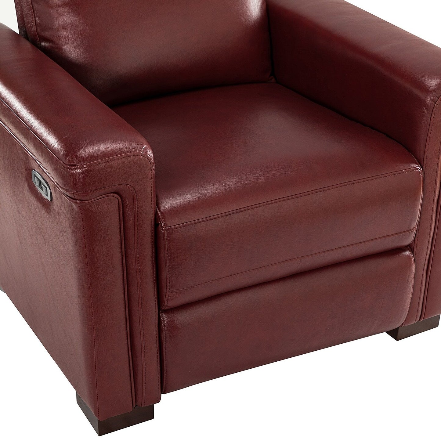 Alicia 34.65 Wide Contemporary Classic Genuine Leather Power Recliner With USB Port