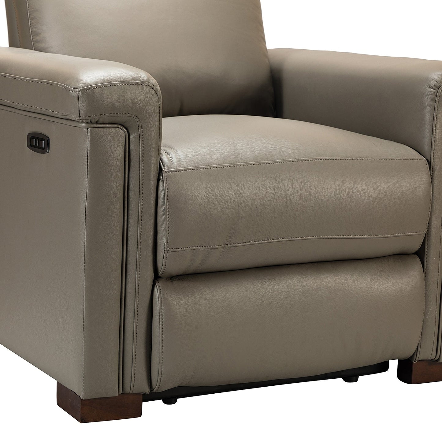 Alicia 34.65 Wide Contemporary Classic Genuine Leather Power Recliner With USB Port